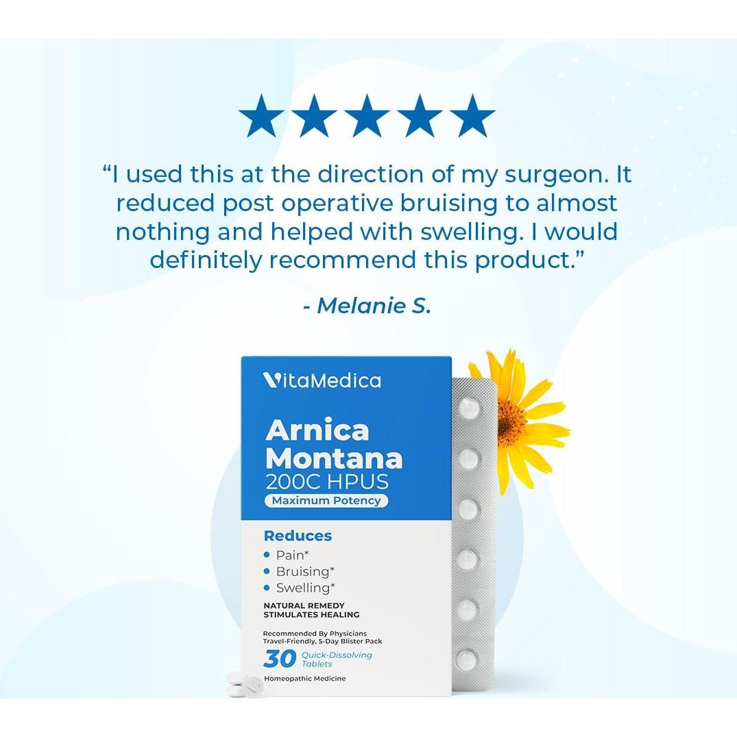 Tabletas Homeopáticas Arnica Montana 200C VitaMedica - 30 Ct