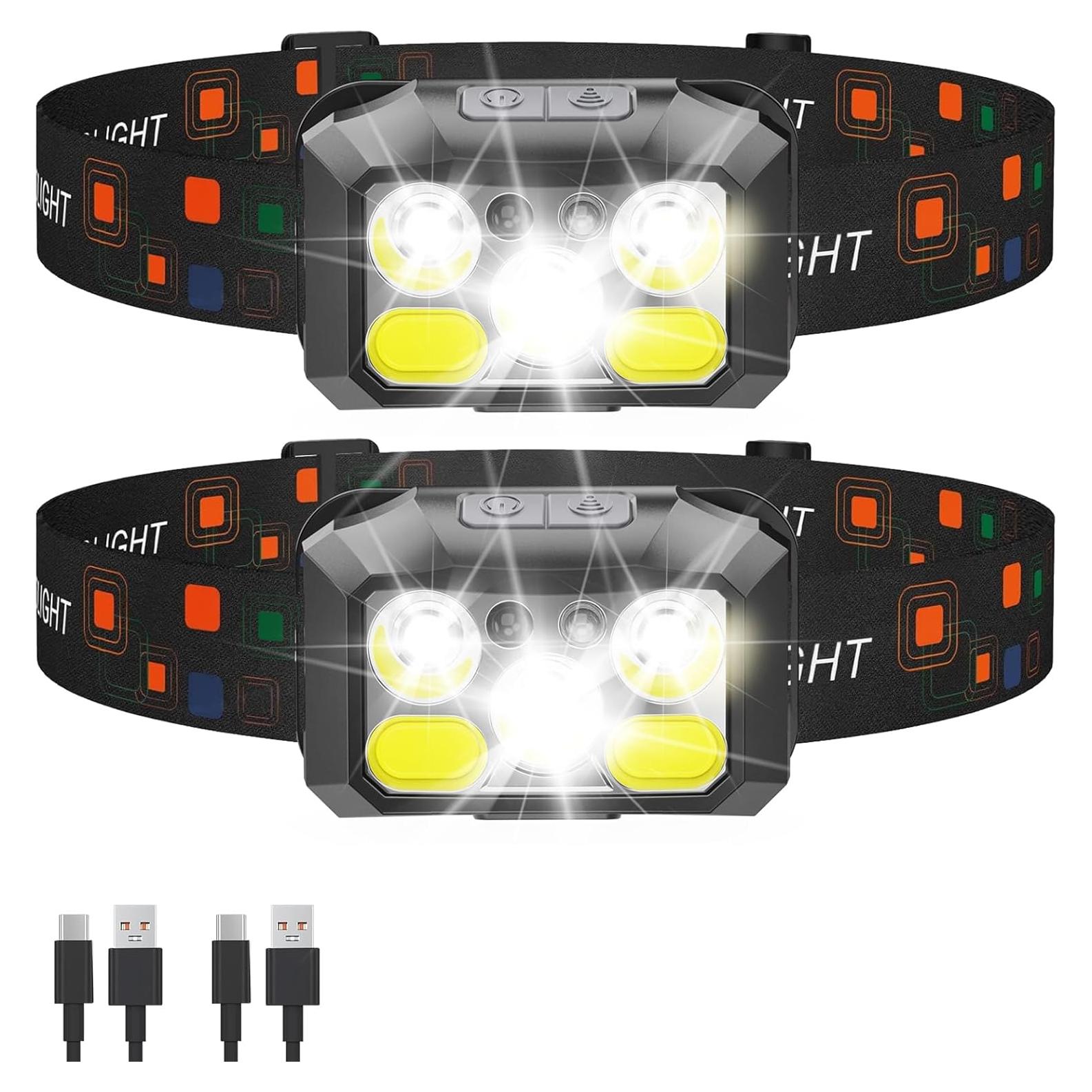 Linterna Frontal BeaMystGear LED 1200 Lúmenes USB-C 8 Modos