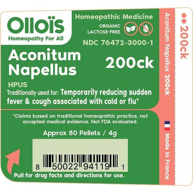 Aconitum Napellus 200CK Ollois Homeopático Orgánico 80 Gránulos