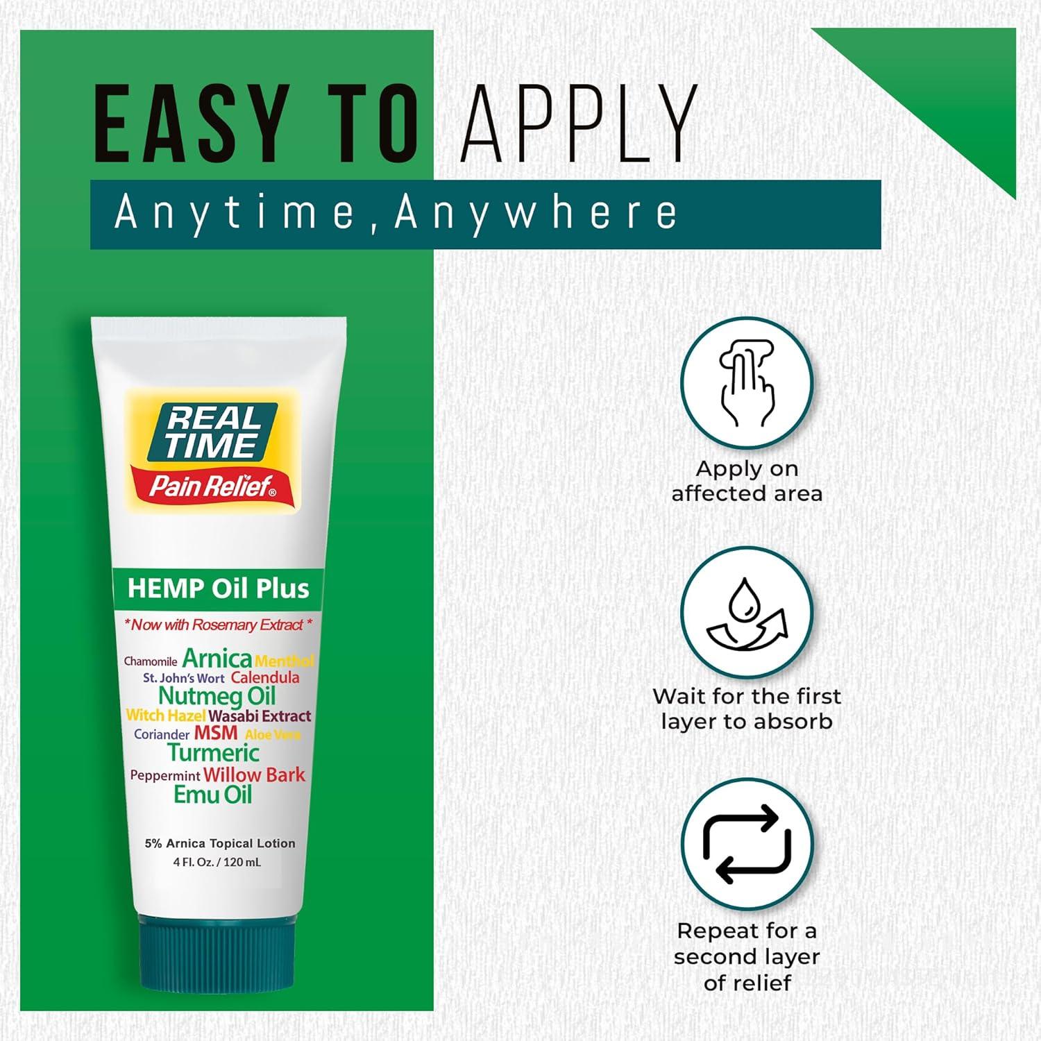 Aceite de Cañamo Plus Real Time Pain Relief 118ml - 5% Árnica