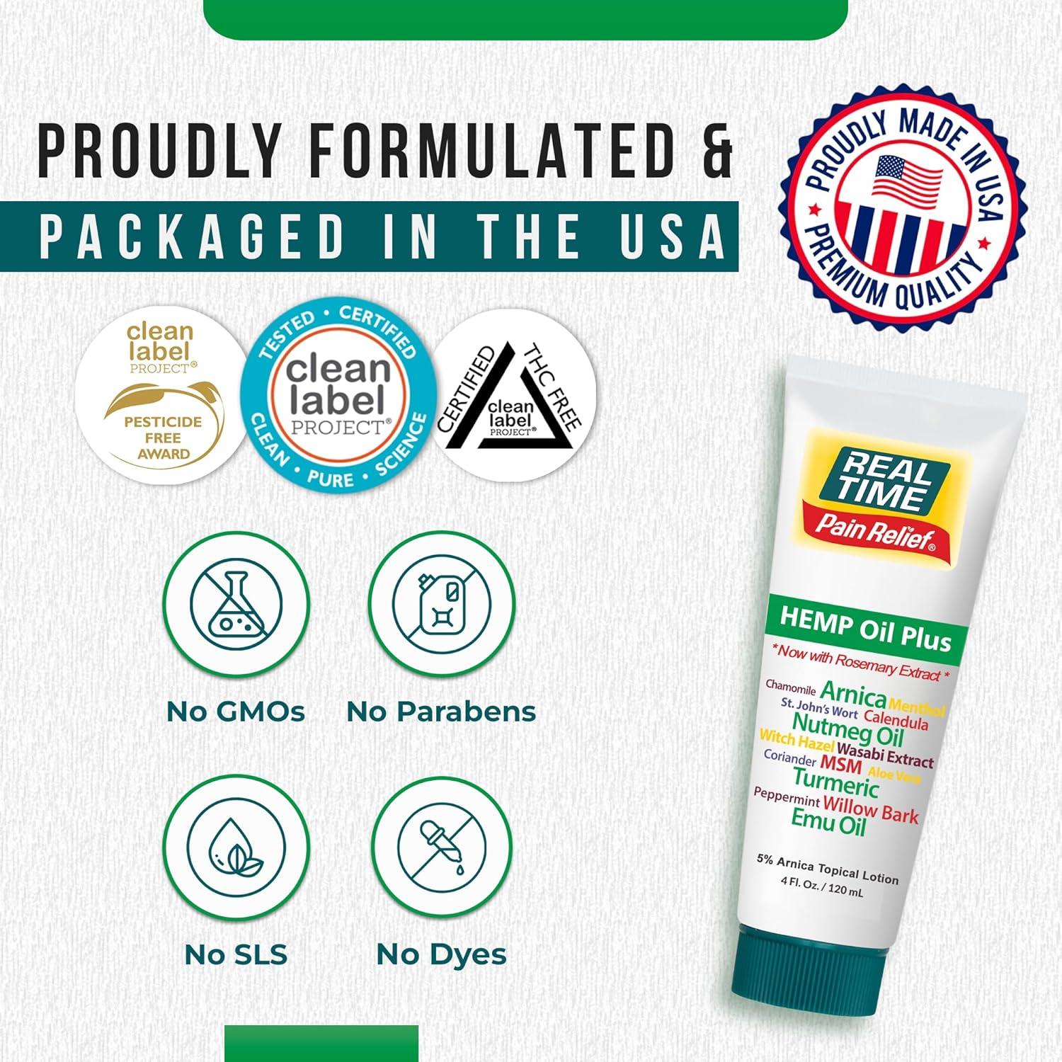 Aceite de Cañamo Plus Real Time Pain Relief 118ml - 5% Árnica