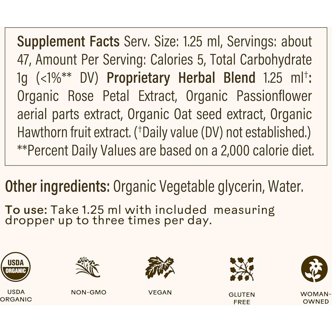 Tintura Orgánica Wooden Spoon Herbs 60ml - Apoyo Nervioso y Ánimo