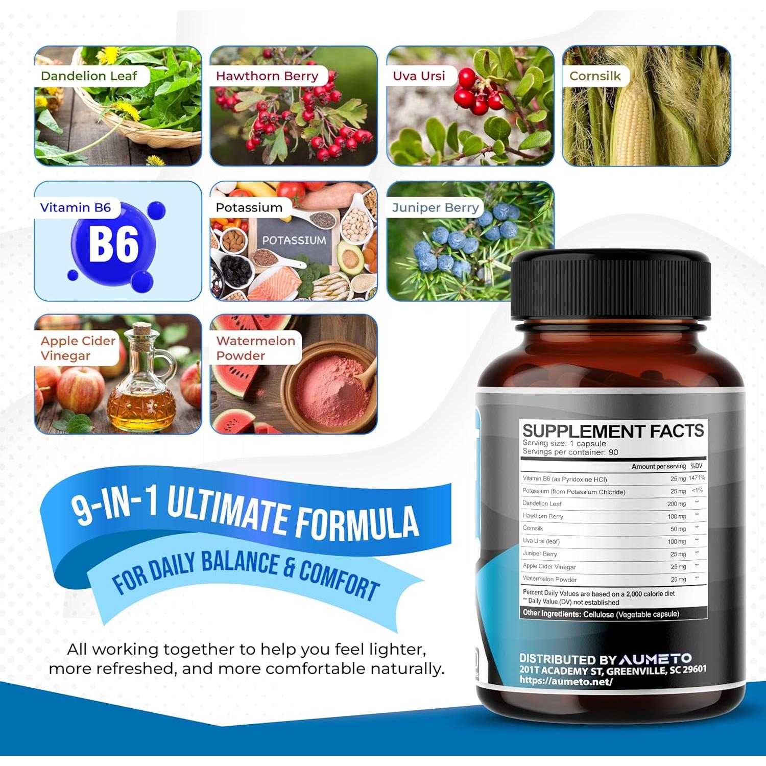 Suplemento Aumeto Water Out 90 Cápsulas - Equilibrio de Agua