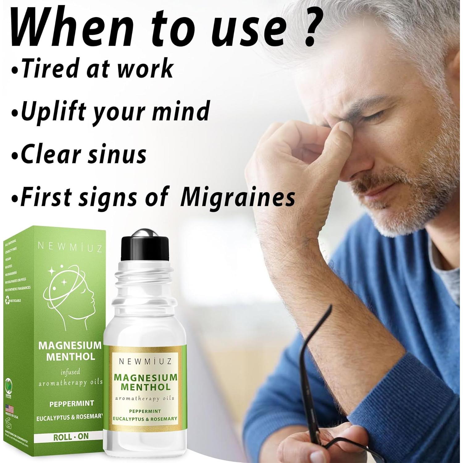 Roll On de Magnesio Mentol New Miuz 10ml - Alivio Rápido para Migrañas