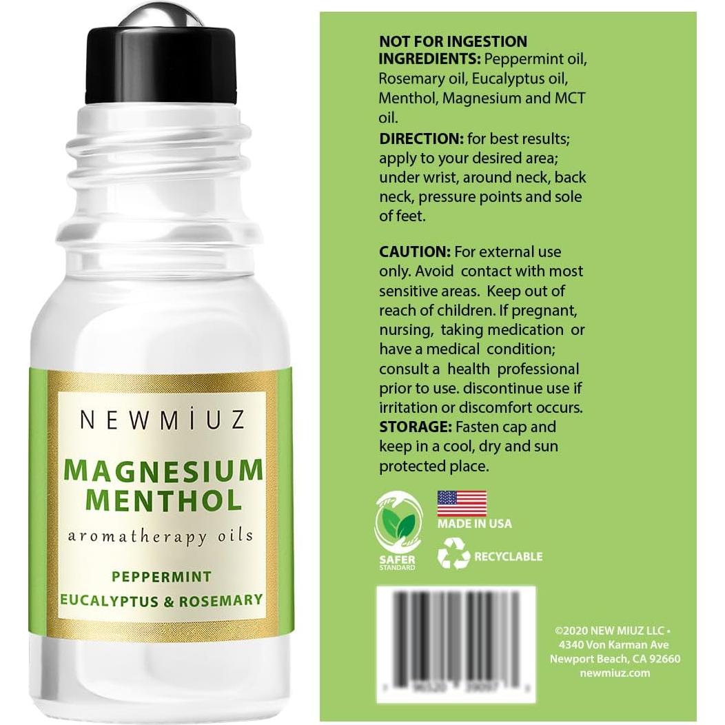 Roll On de Magnesio Mentol New Miuz 10ml - Alivio Rápido para Migrañas