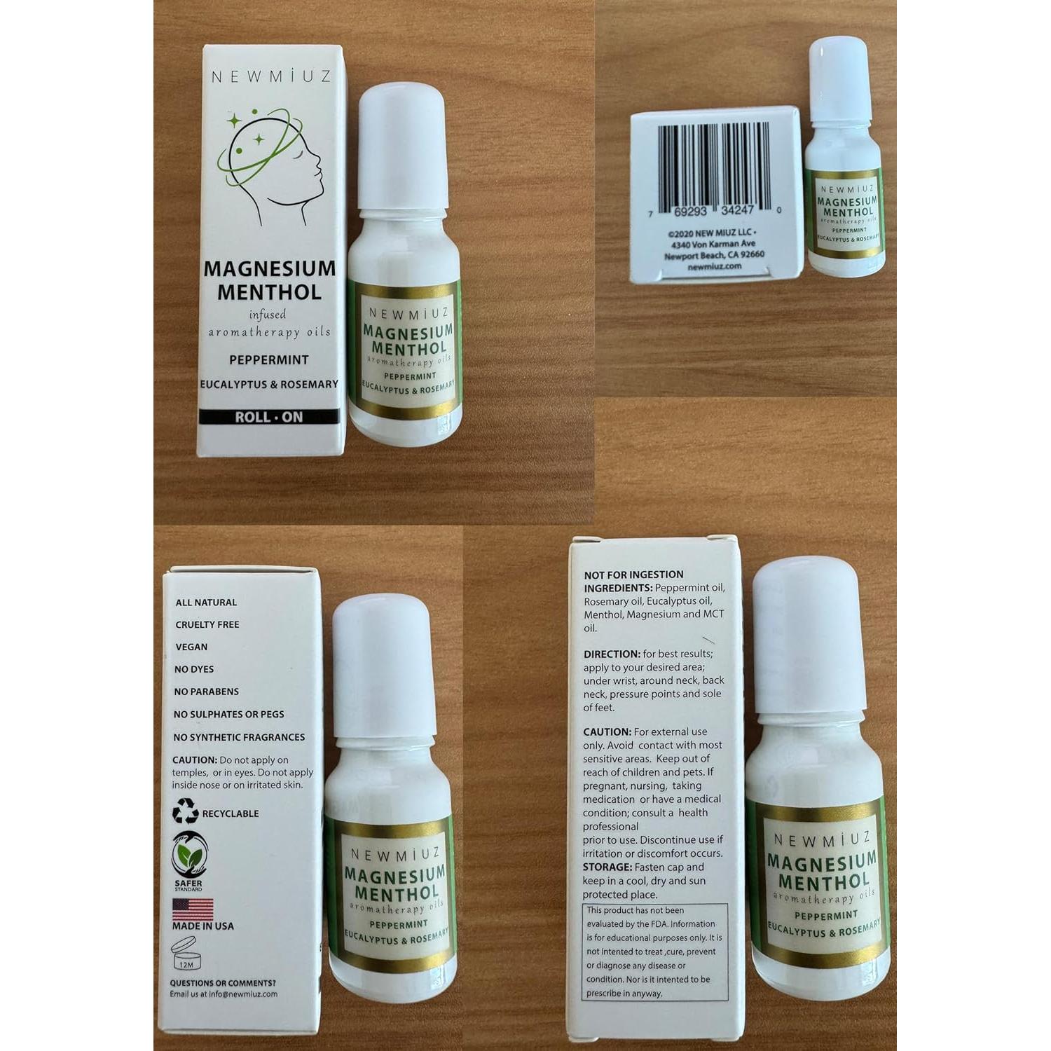 Roll On de Magnesio Mentol New Miuz 10ml - Alivio Rápido para Migrañas