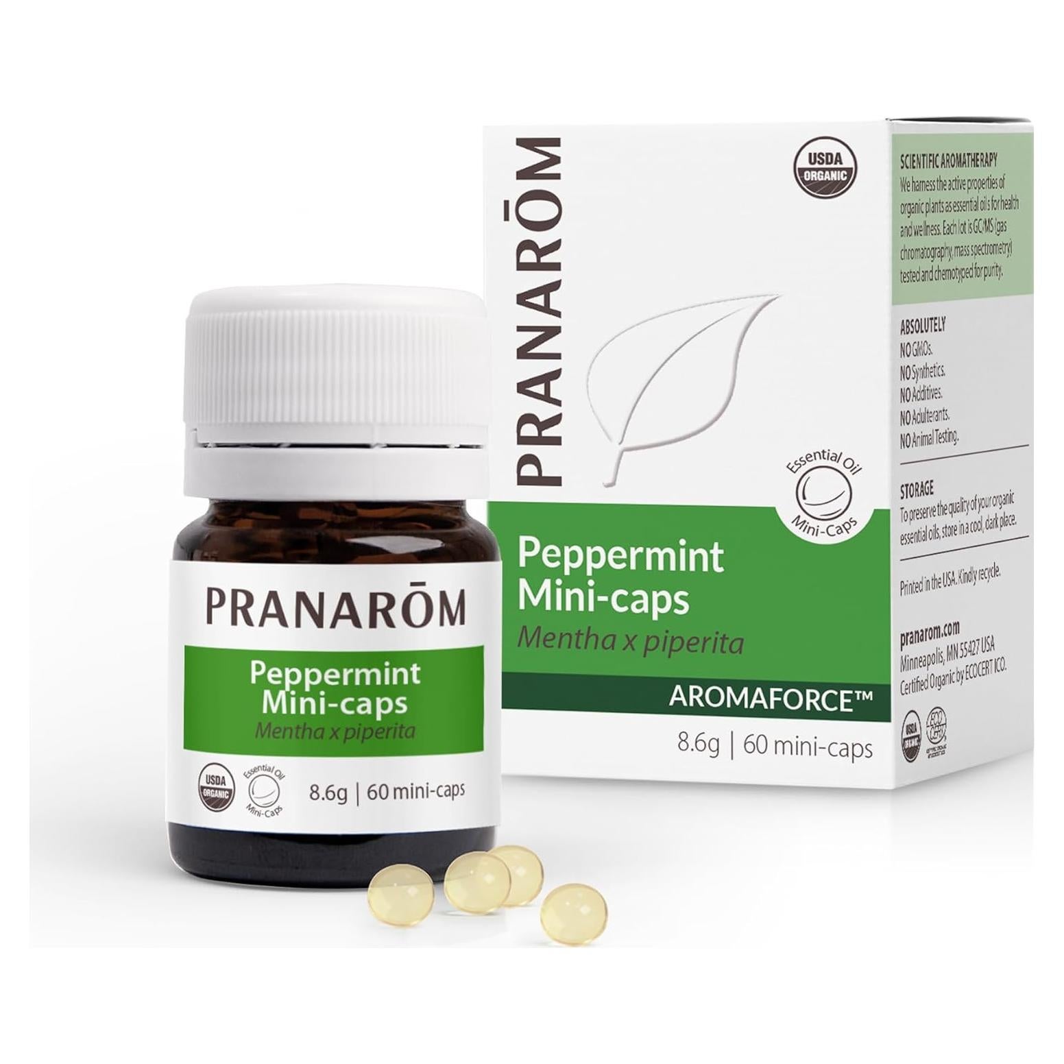 Mini-Cápsulas de Menta Pranarom - Soporte Digestivo Orgánico - 60 Unidades