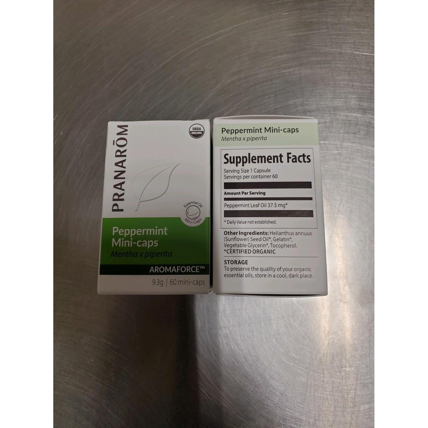 Mini-Cápsulas de Menta Pranarom - Soporte Digestivo Orgánico - 60 Unidades
