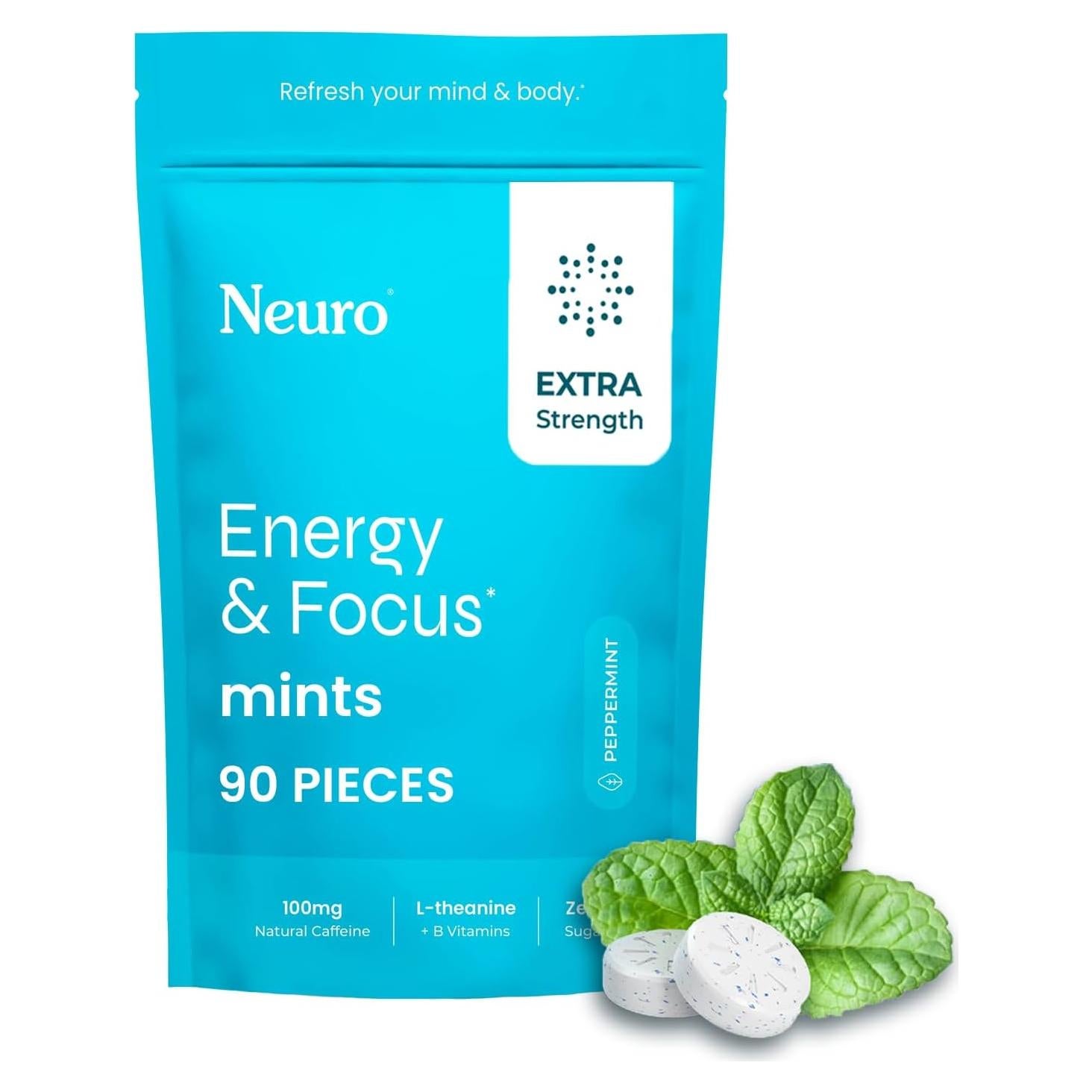 NeuroGum Menta Energía y Enfoque 90 Piezas 100mg Cafeína