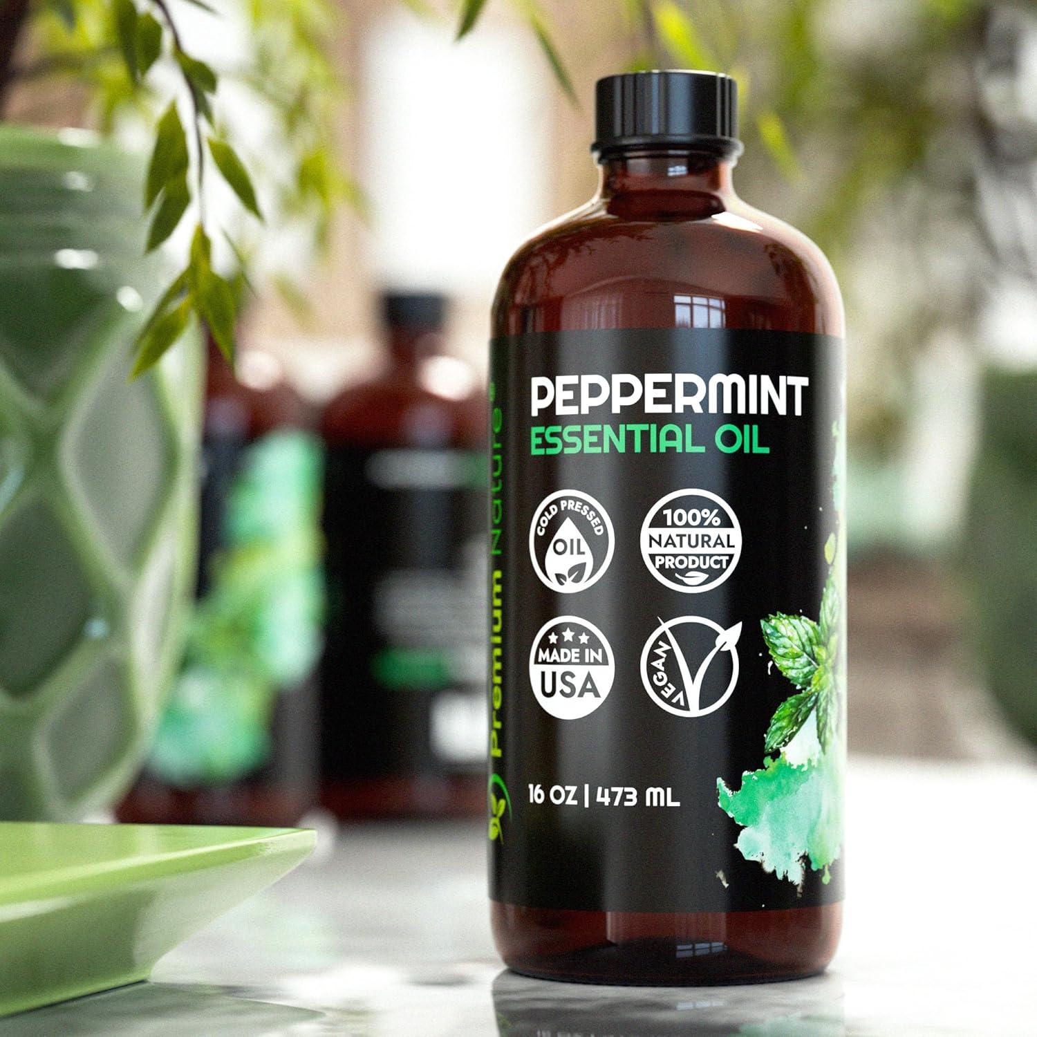 Aceite Esencial de Menta Premium Nature 473ml - Orgánico para Difusor y Cabello