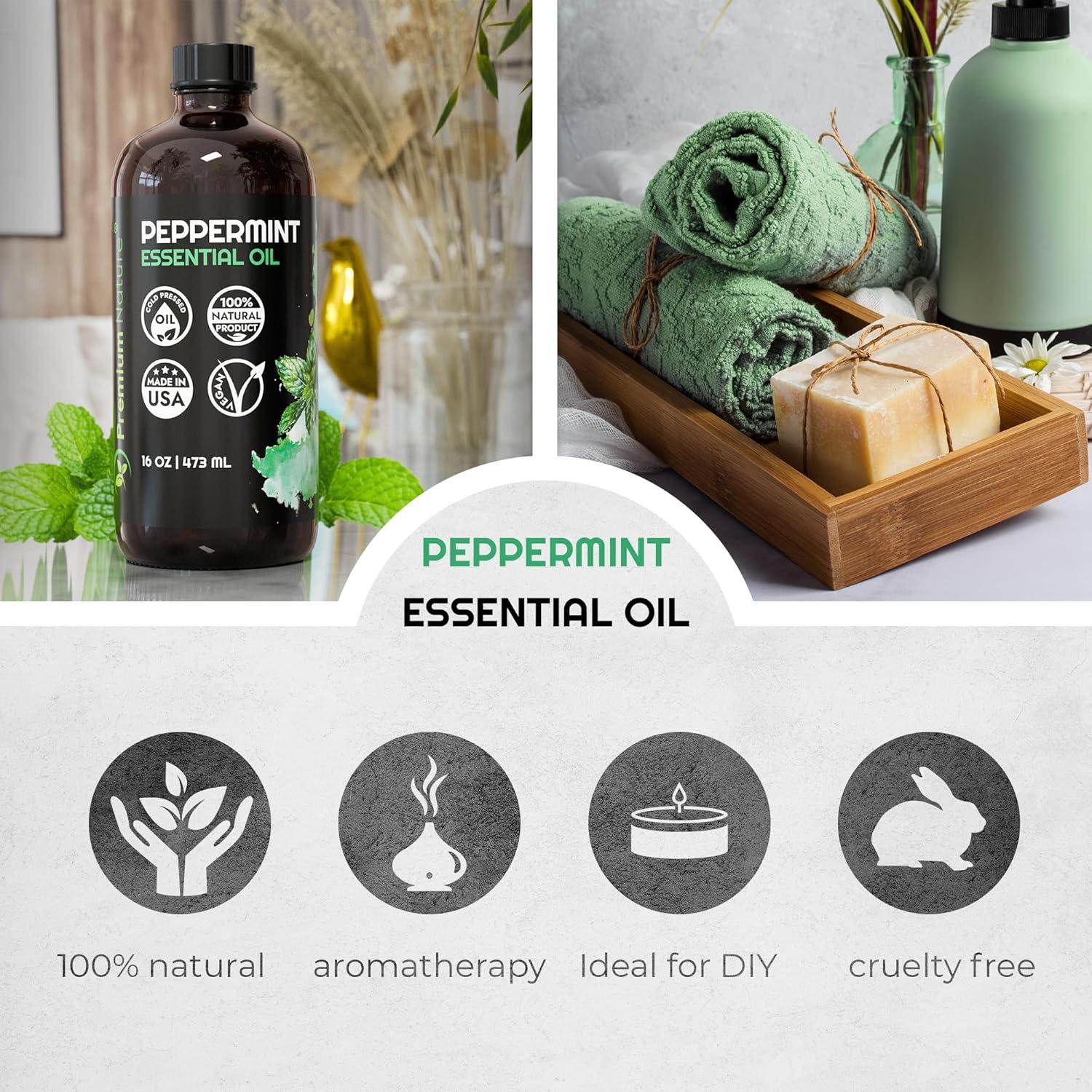Aceite Esencial de Menta Premium Nature 473ml - Orgánico para Difusor y Cabello