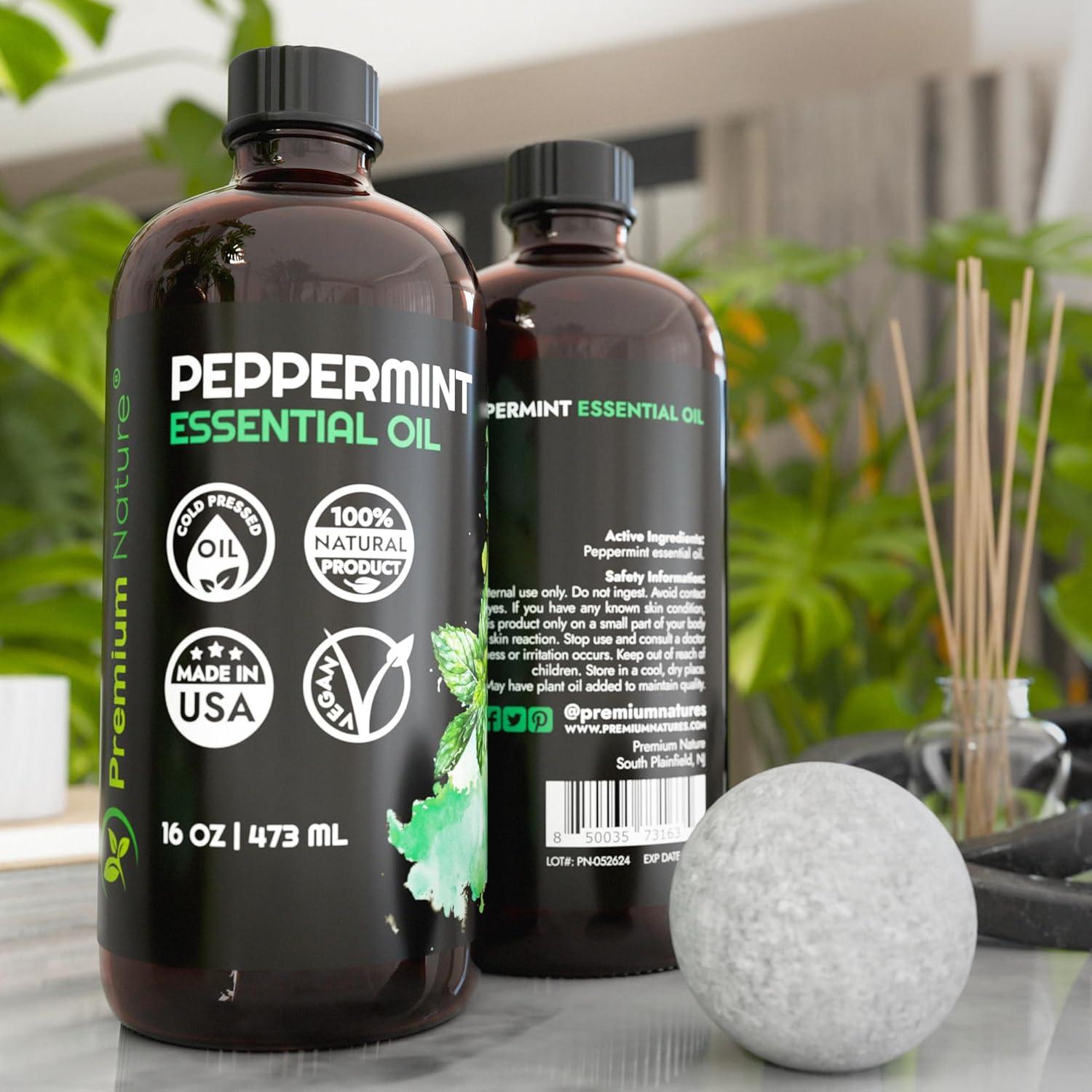 Aceite Esencial de Menta Premium Nature 473ml - Orgánico para Difusor y Cabello