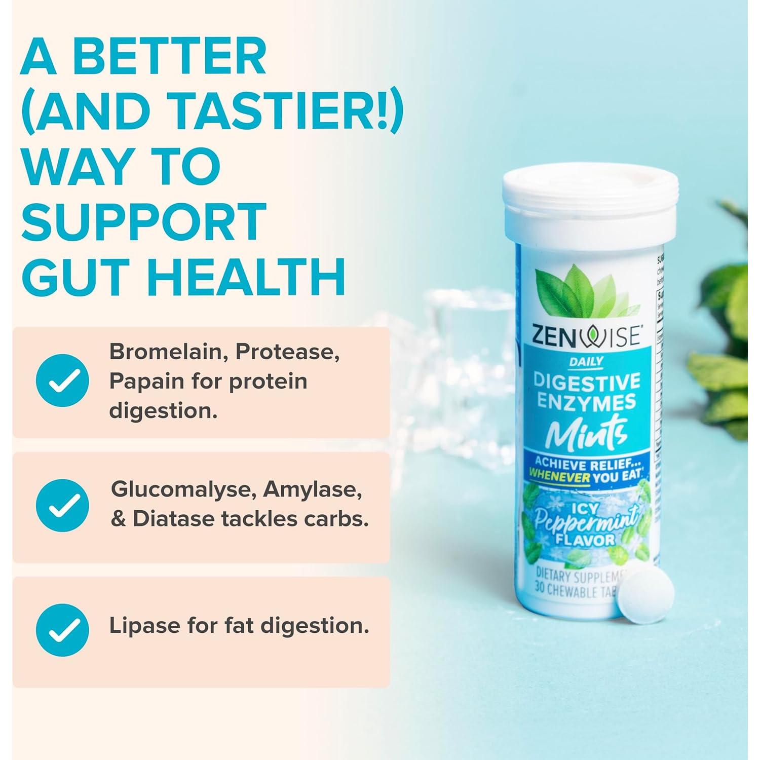 Mentas Digestivas Zenwise Health 30 Tabletas Masticables Menta