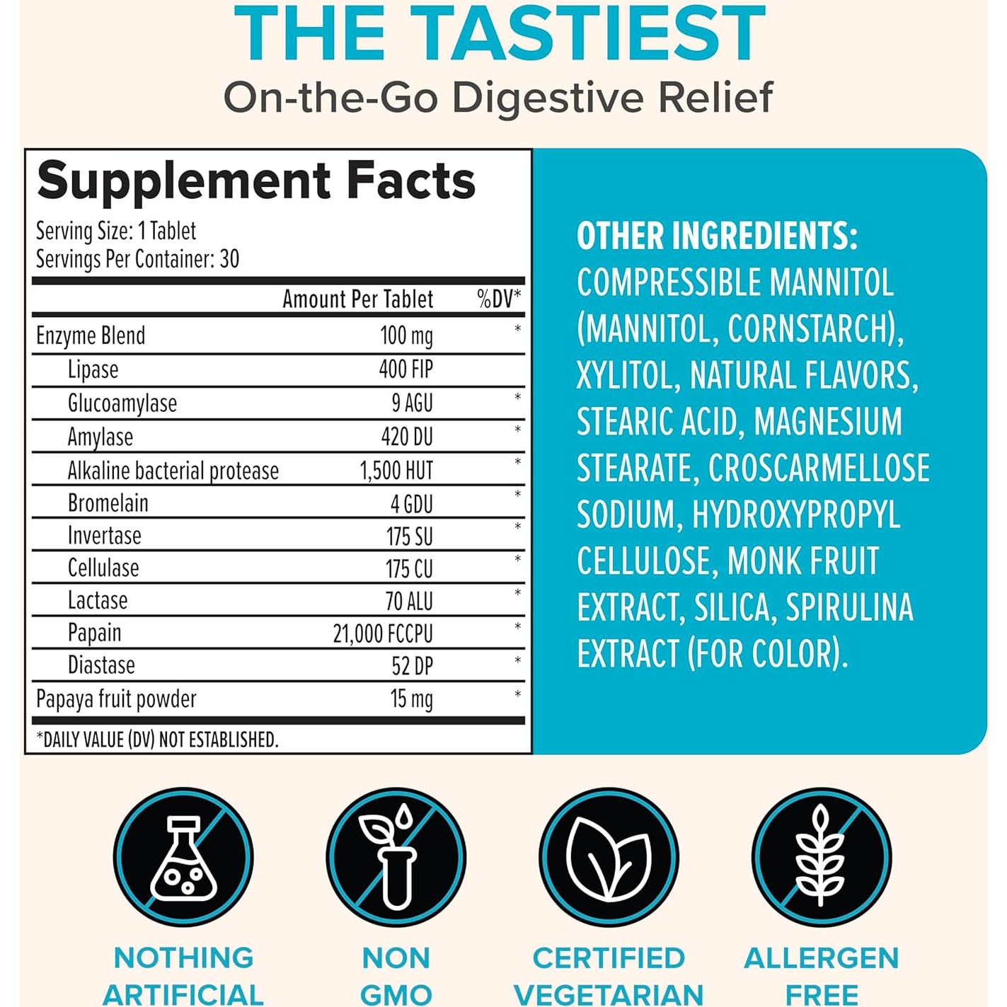 Mentas Digestivas Zenwise Health 30 Tabletas Masticables Menta