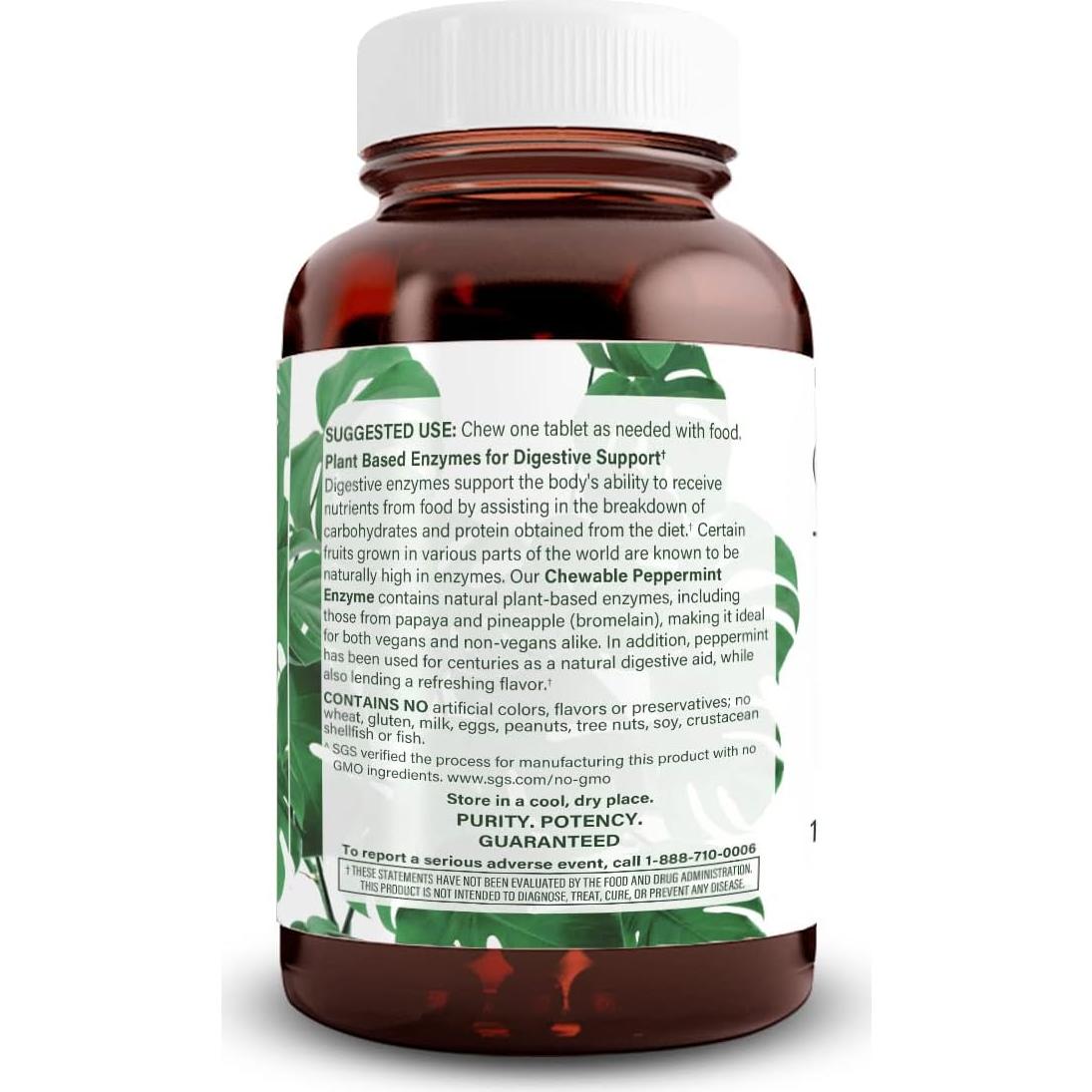 Suplemento de enzimas digestivas masticables Natural Nutra 100 tabletas