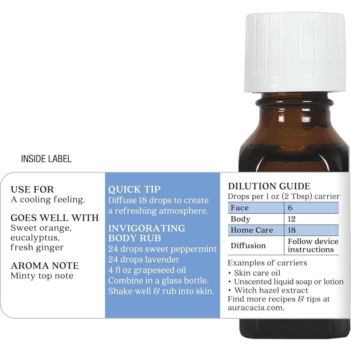 Aceite Esencial Puro de Menta Dulce Aura Cacia 15 ml
