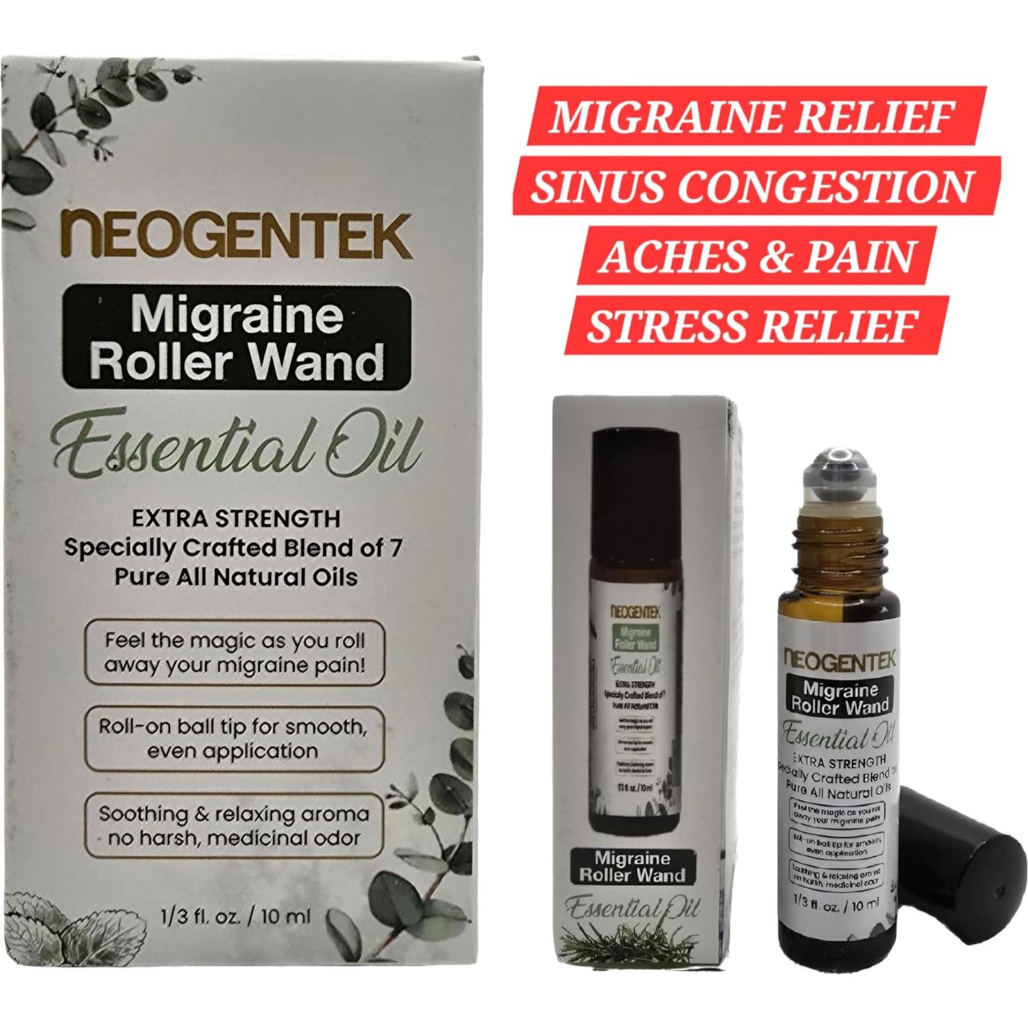 Aceite Esencial Roll-On Neogentek 10ml para Migraña y Sinusitis