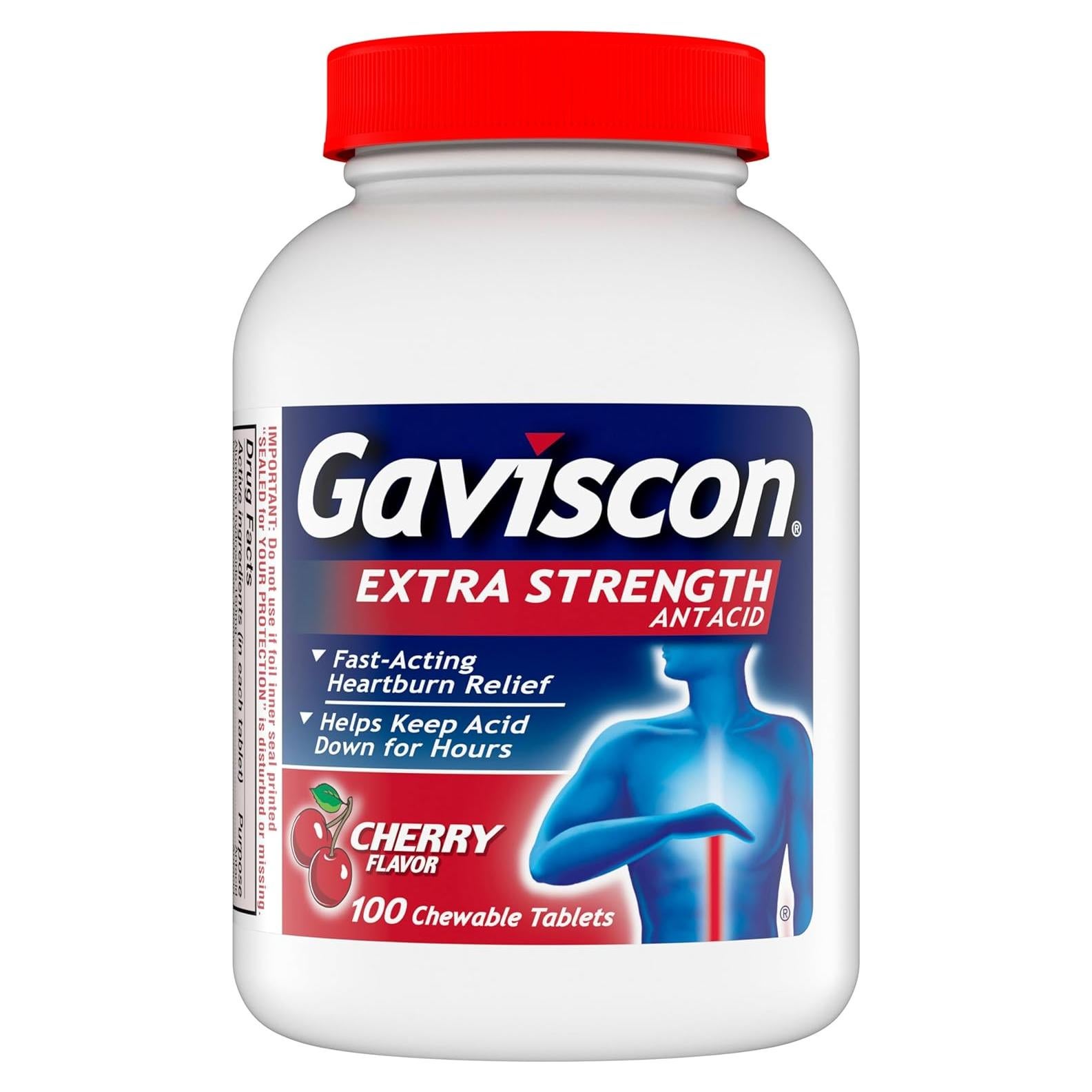 Gaviscon Tabletas Masticables Fuerza Extra Sabor Cereza 100 Unidades