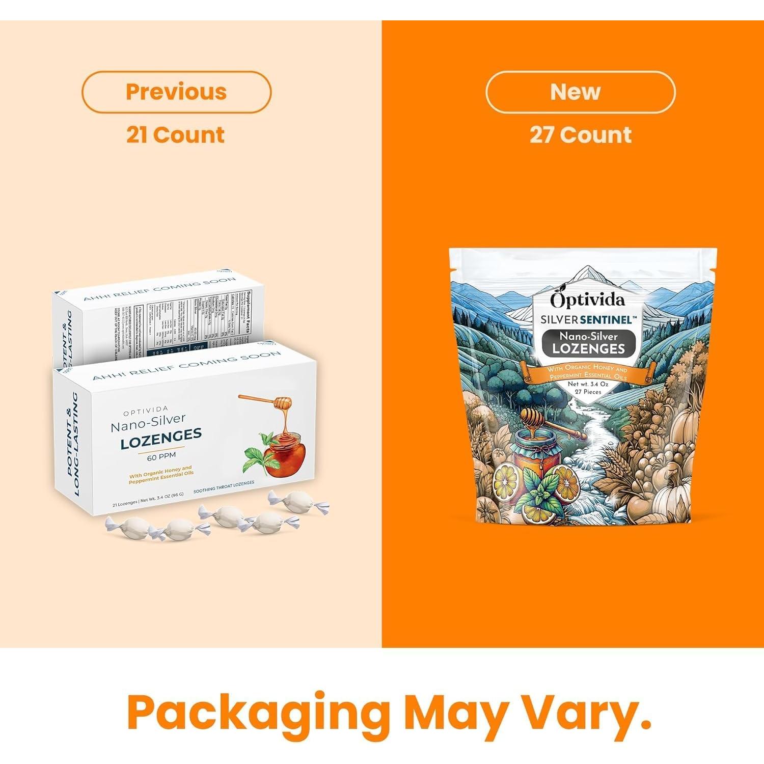 Pastillas Calmantes de Plata Coloidal OPTIVIDA con Miel y Limón - 1 Paquete