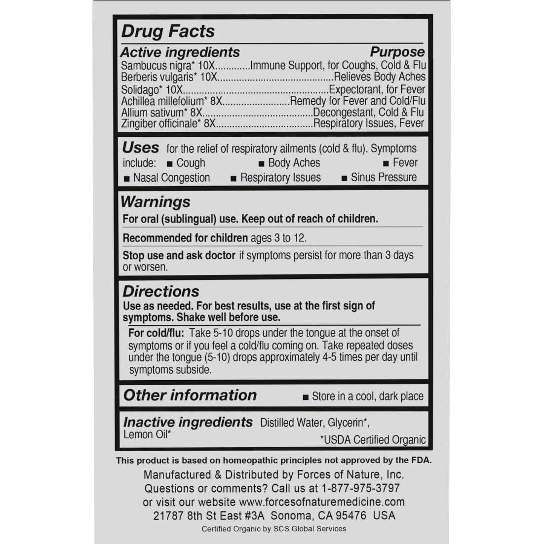 Forces of Nature Alivio Resfriado y Tos Niños 10 ml Homeopático