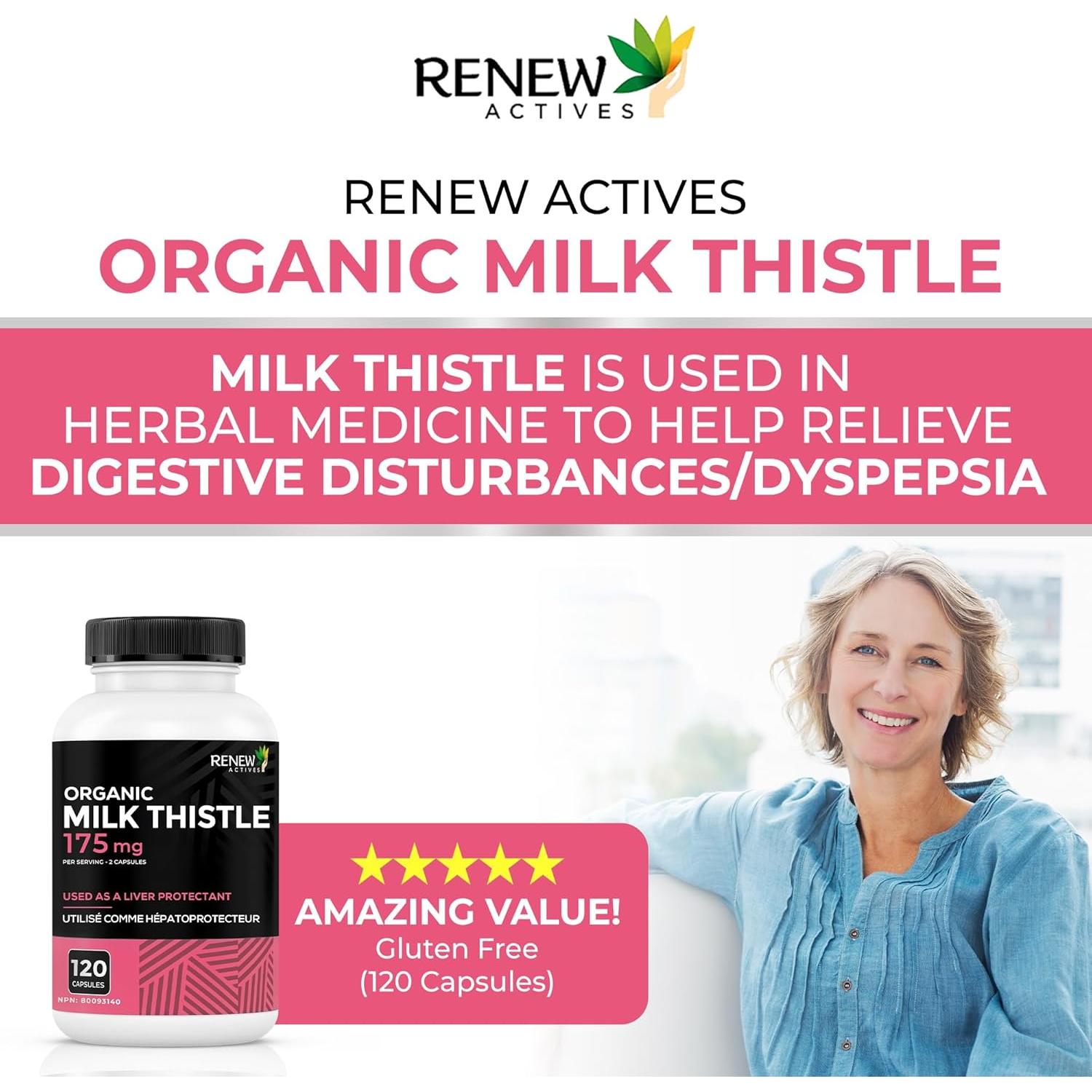 Cápsulas de Cardo Mariano Renew Actives 175mg - 120 Unidades