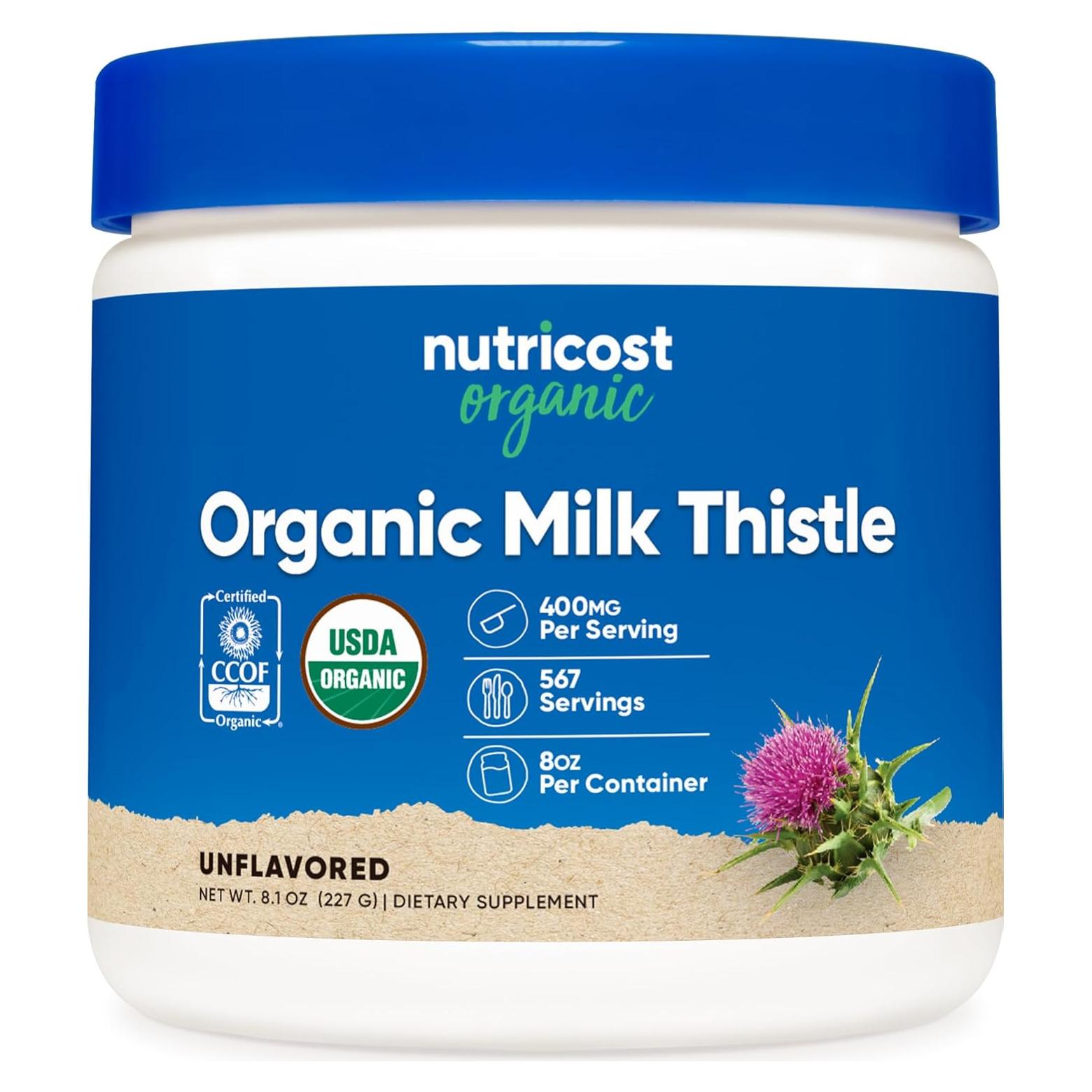 Suplemento Nutricost Cardo Mariano Orgánico 227 g Sin Gluten