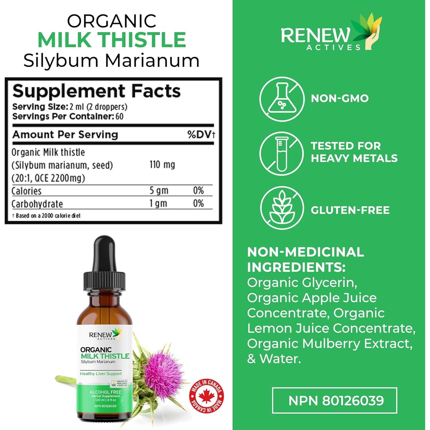 Extracto Líquido de Cardo Mariano Renew Actives 118.3ml - Vegano