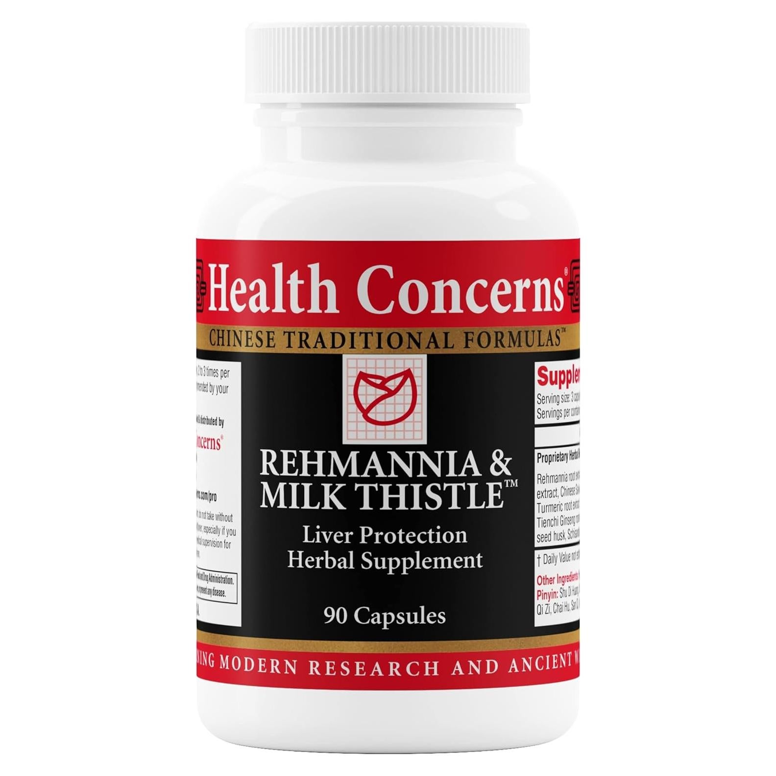 Suplemento Herbal Health Concerns Rehmannia y Cardo Mariano - 90 Cápsulas