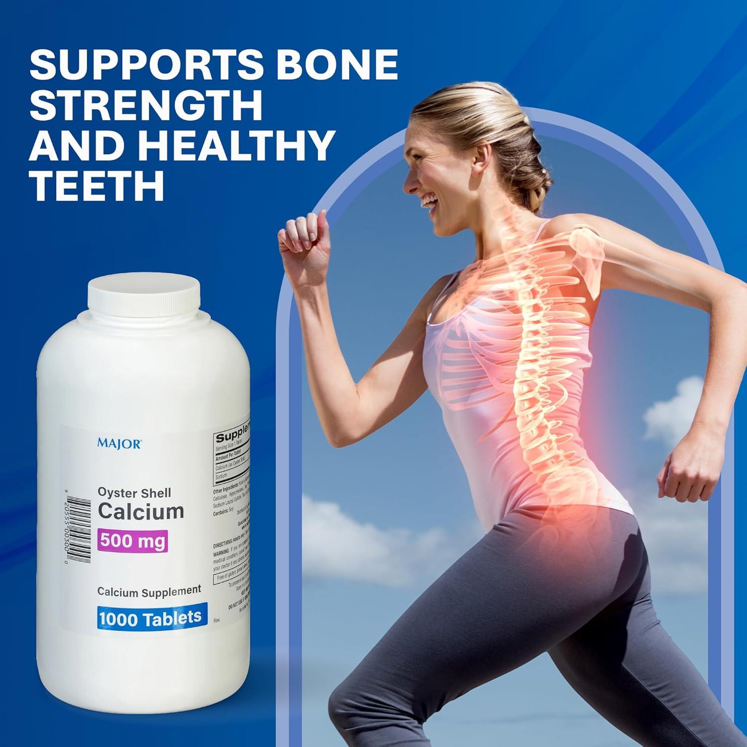 Suplemento de Calcio de Concha de Ostra MAJOR 500mg - 1000 Tabletas