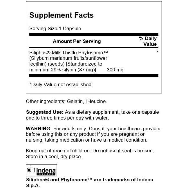Suplemento Hepático Swanson Siliphos Cardo Mariano 300mg 60 Cápsulas