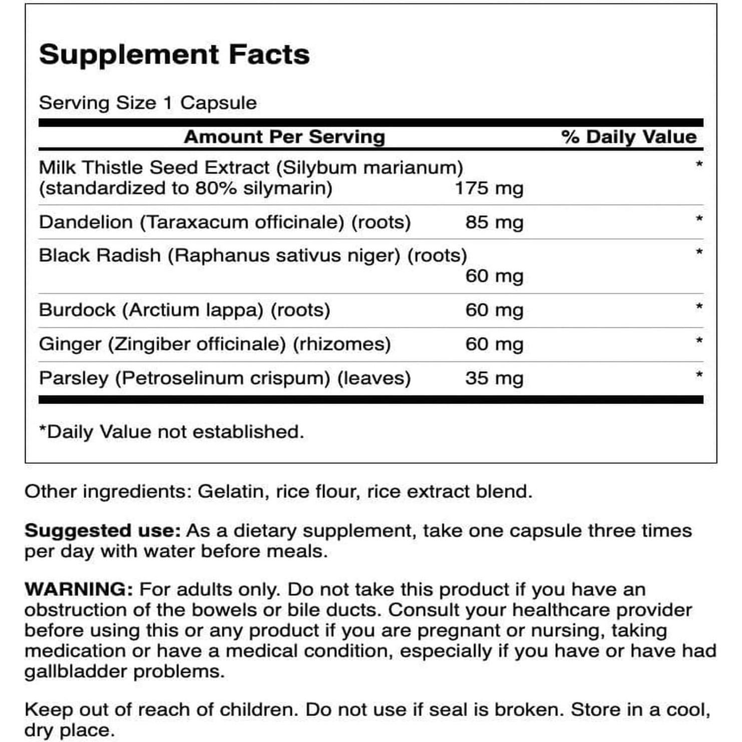 Cápsulas de Cardo Mariano Swanson 60 Unidades - Desintoxicación Hepática