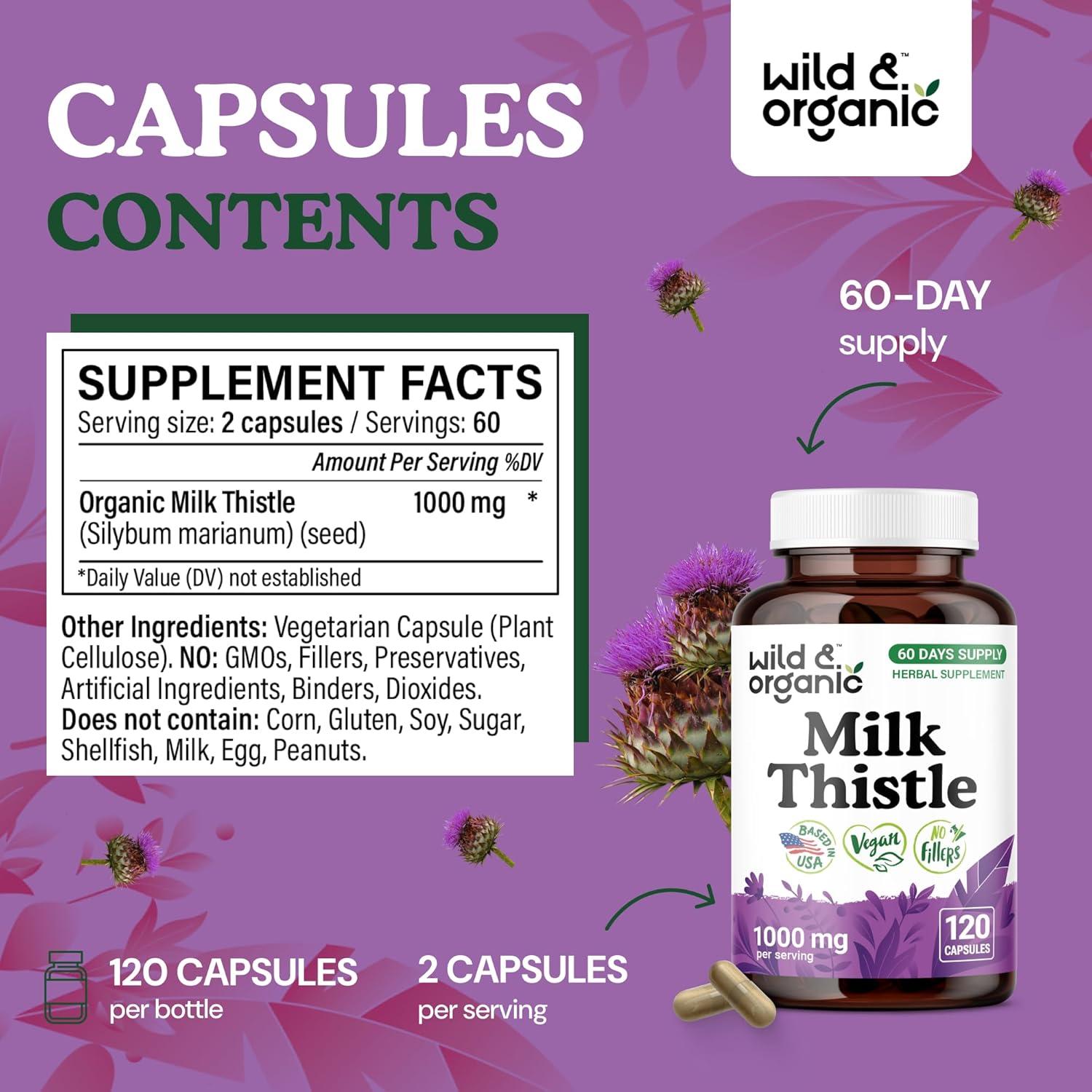 Cápsulas de Cardo Mariano Silvestre 1000mg - 120 Veganas