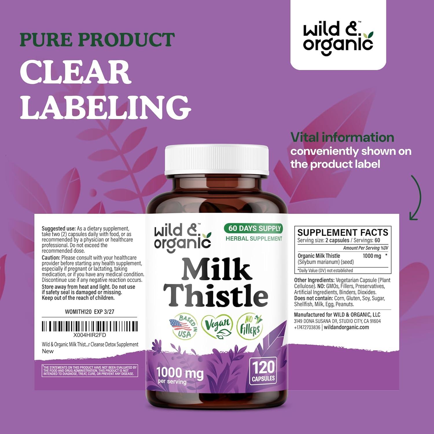 Cápsulas de Cardo Mariano Silvestre 1000mg - 120 Veganas