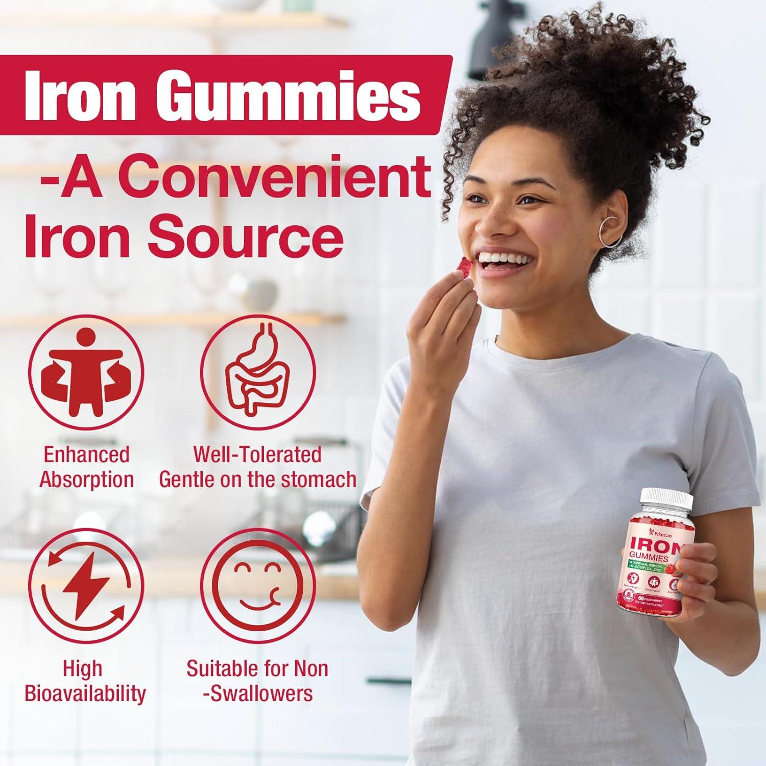 Gomitas de Hierro Veganas Yikecao 60 Unidades Sabor Fresa