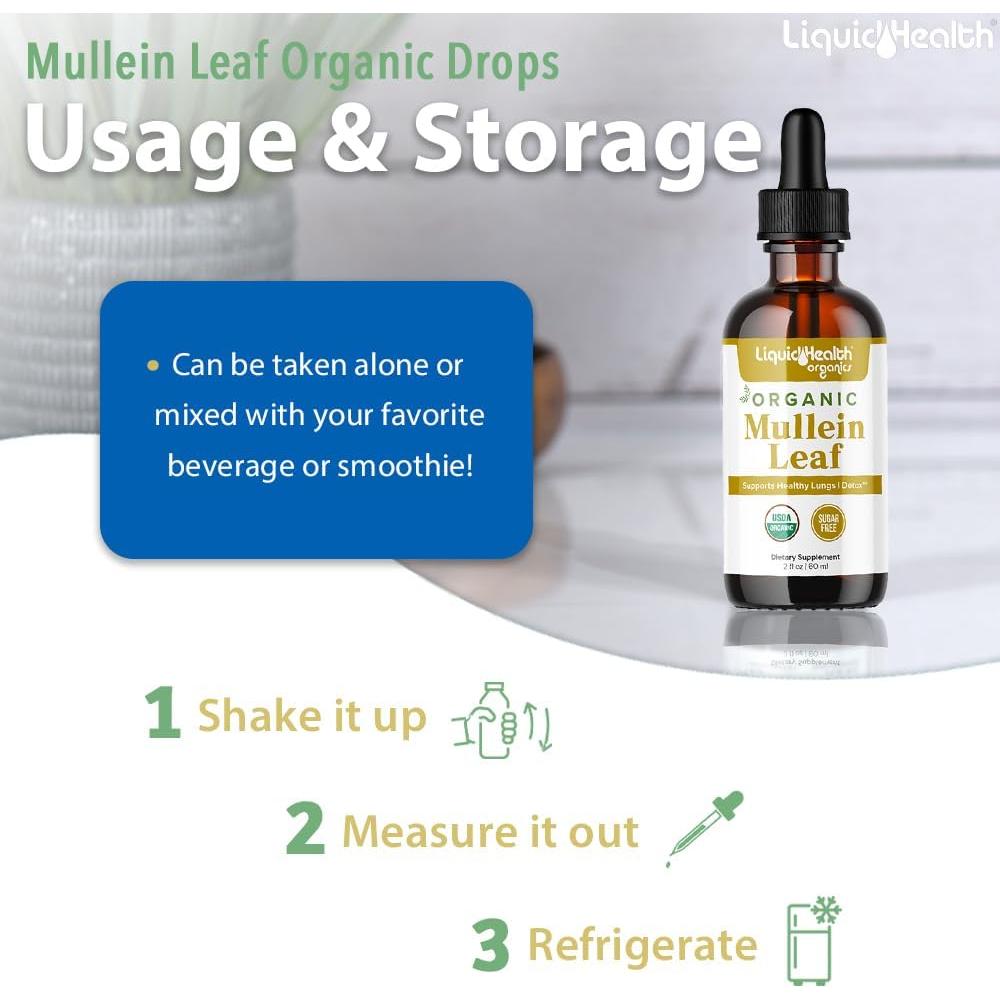Gotas de Hoja de Mullein Orgánico Liquid Health 59 ml