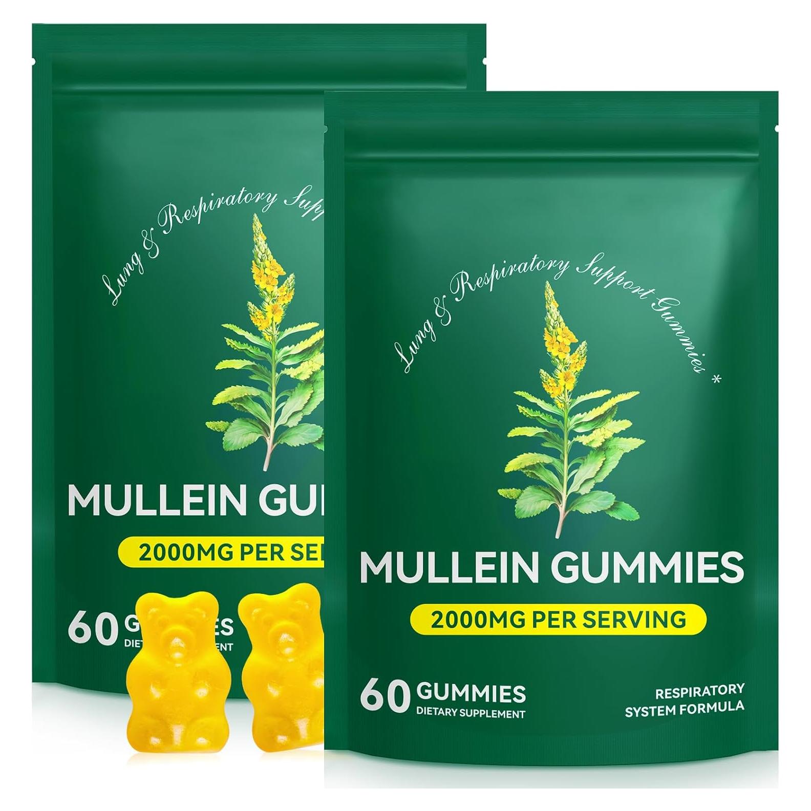 Gomitas de Mullein Ruduwu 2000mg para Salud Pulmonar 60 Unidades