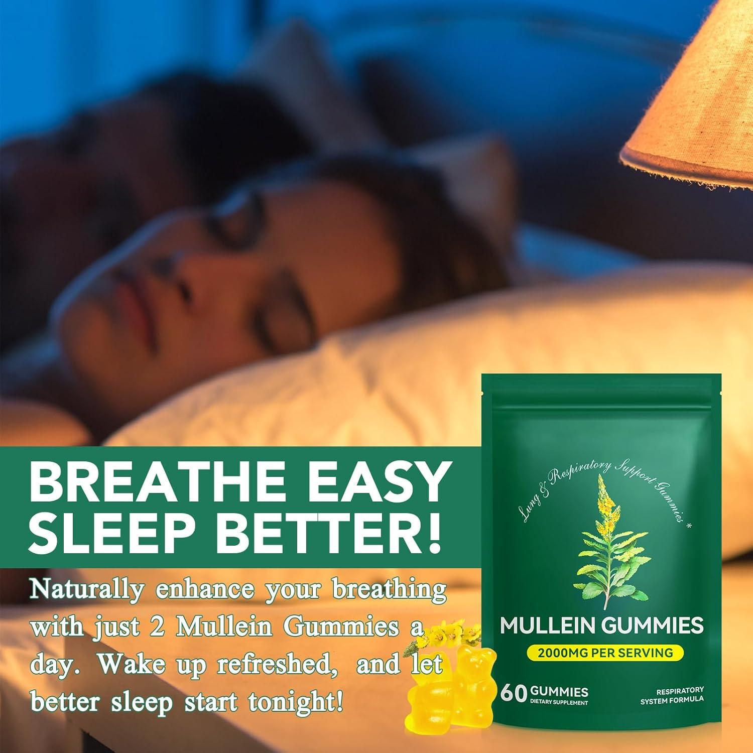 Gomitas de Mullein Ruduwu 2000mg para Salud Pulmonar 60 Unidades