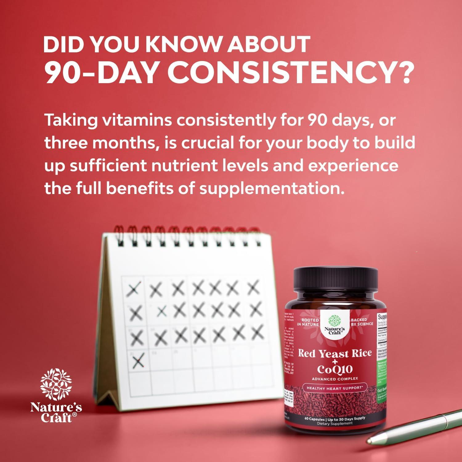 Suplemento de Arroz de Levadura Roja Natures Craft 1200mg CoQ10 60 Cápsulas