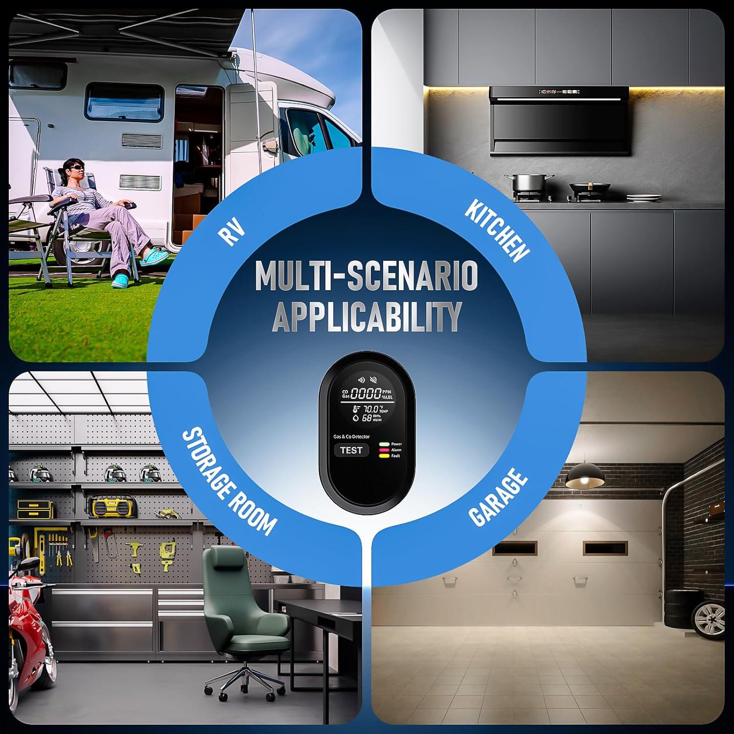 Detector de Monóxido de Carbono Langkou 8-en-1 Portátil