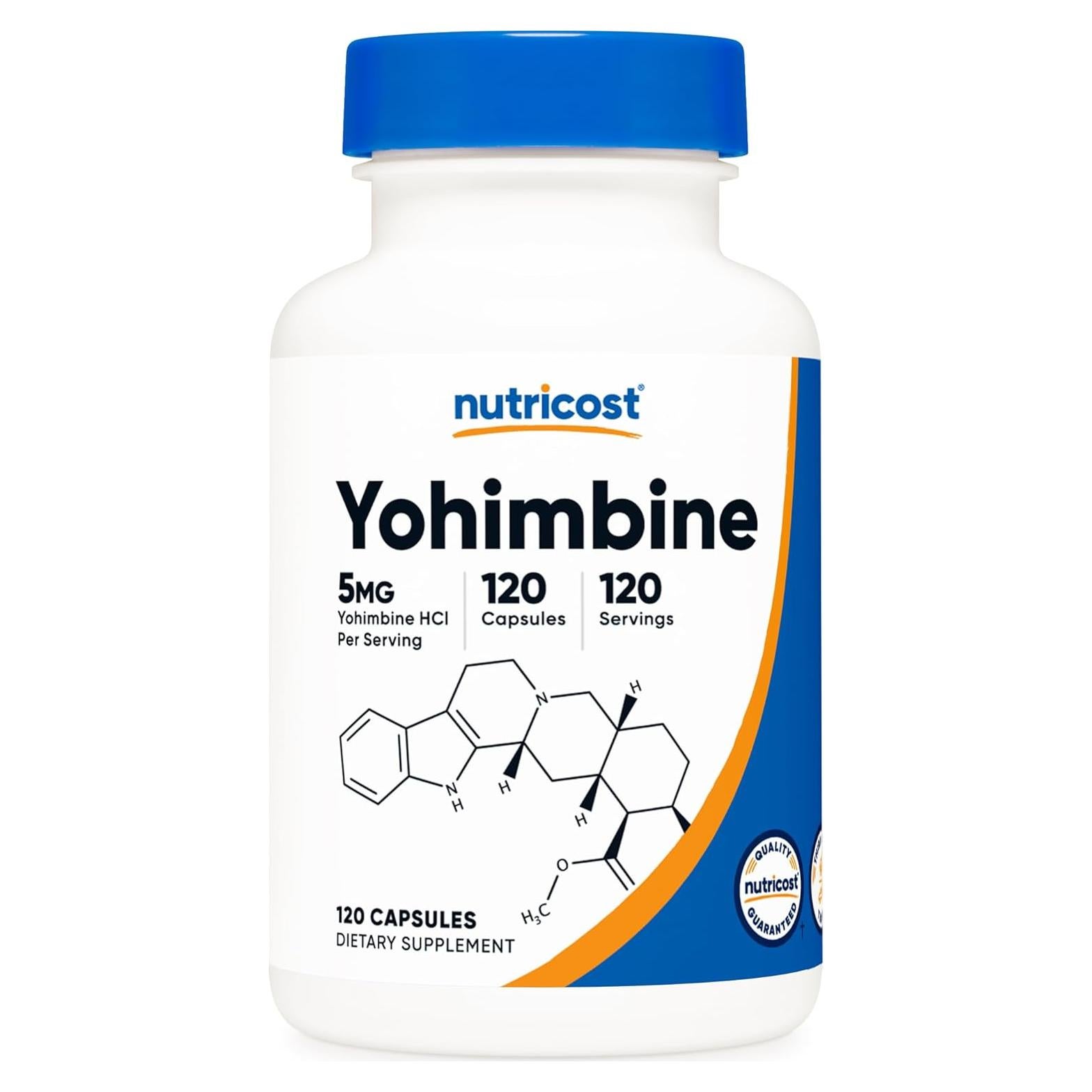 Yohimbina HCl 5mg Nutricost 120 Cápsulas Sin Gluten