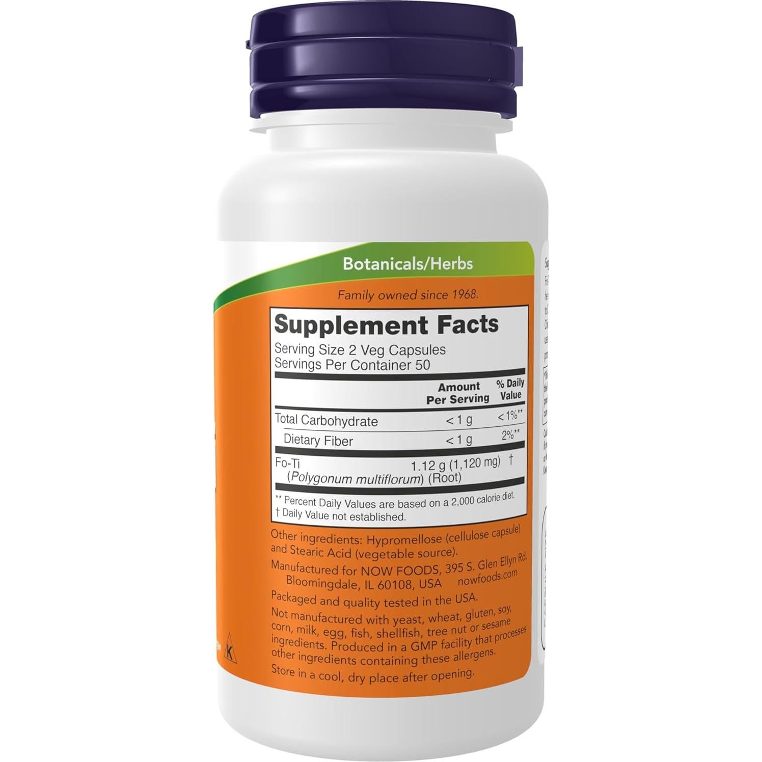 Suplemento Herbal NOW Foods Fo-Ti 560 mg 100 Cápsulas Veganas