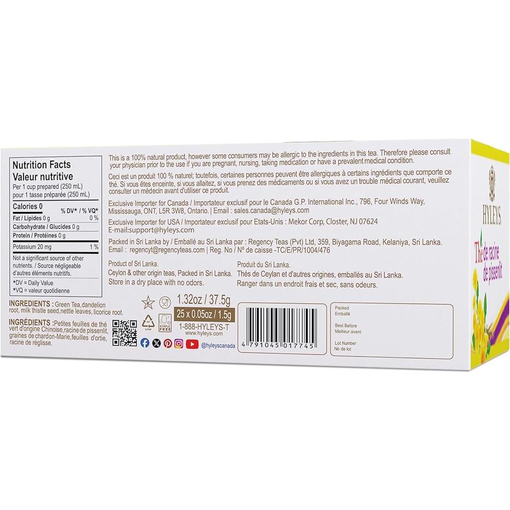 Té Verde Hyleys con Raíz de Diente de León - 25 Bolsitas