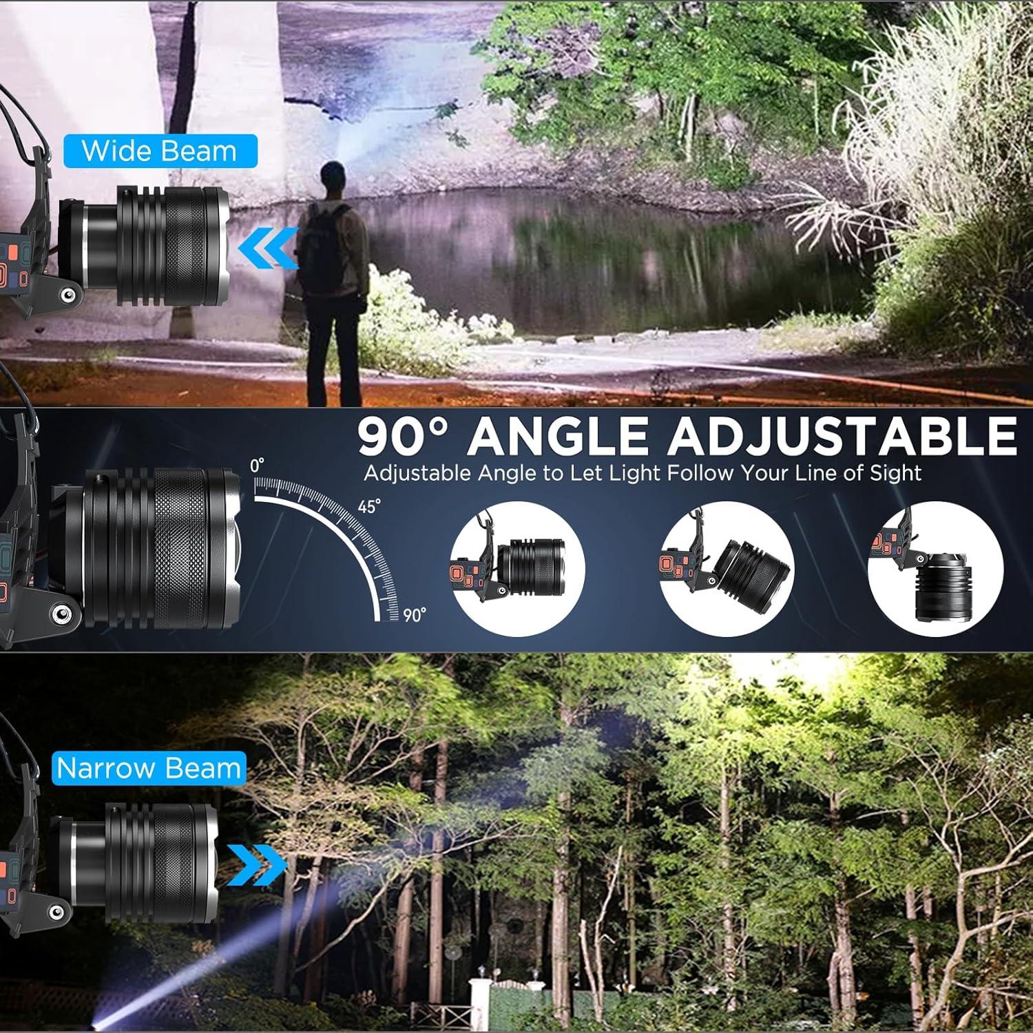 Linterna Frontal LED NJ FOREVER 990,000 Lúmenes USB 5 Modos