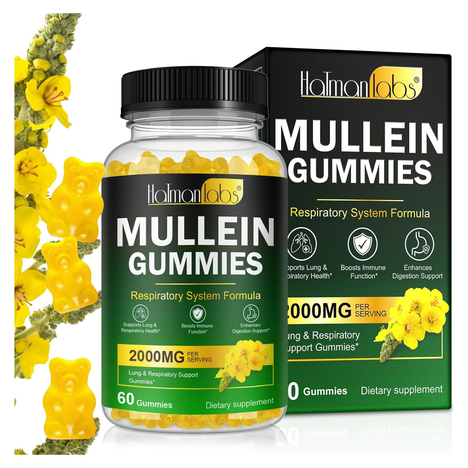 Gomitas de Mullein Ruduwu 60 Unidades 2000mg Salud Pulmonar