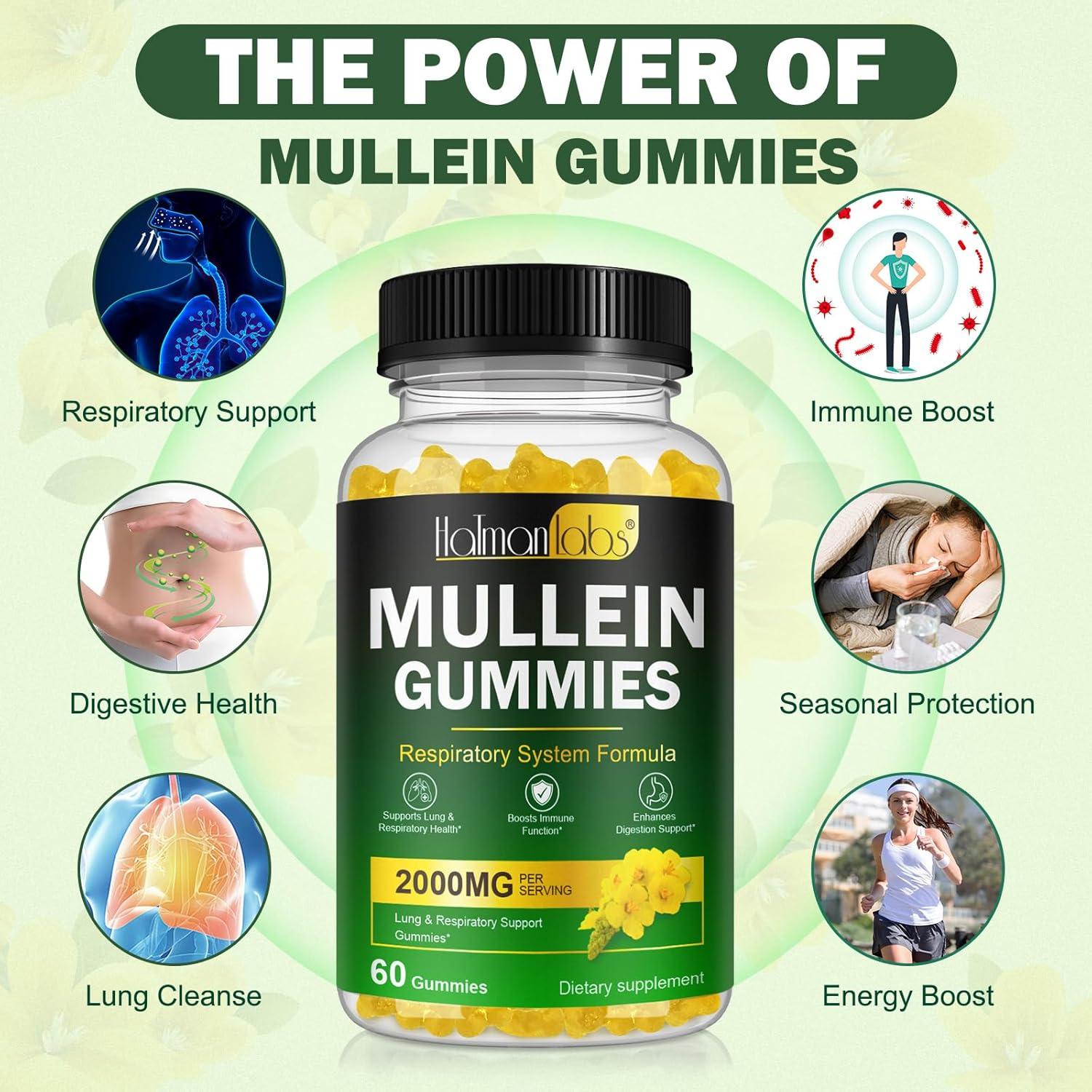 Gomitas de Mullein Ruduwu 60 Unidades 2000mg Salud Pulmonar