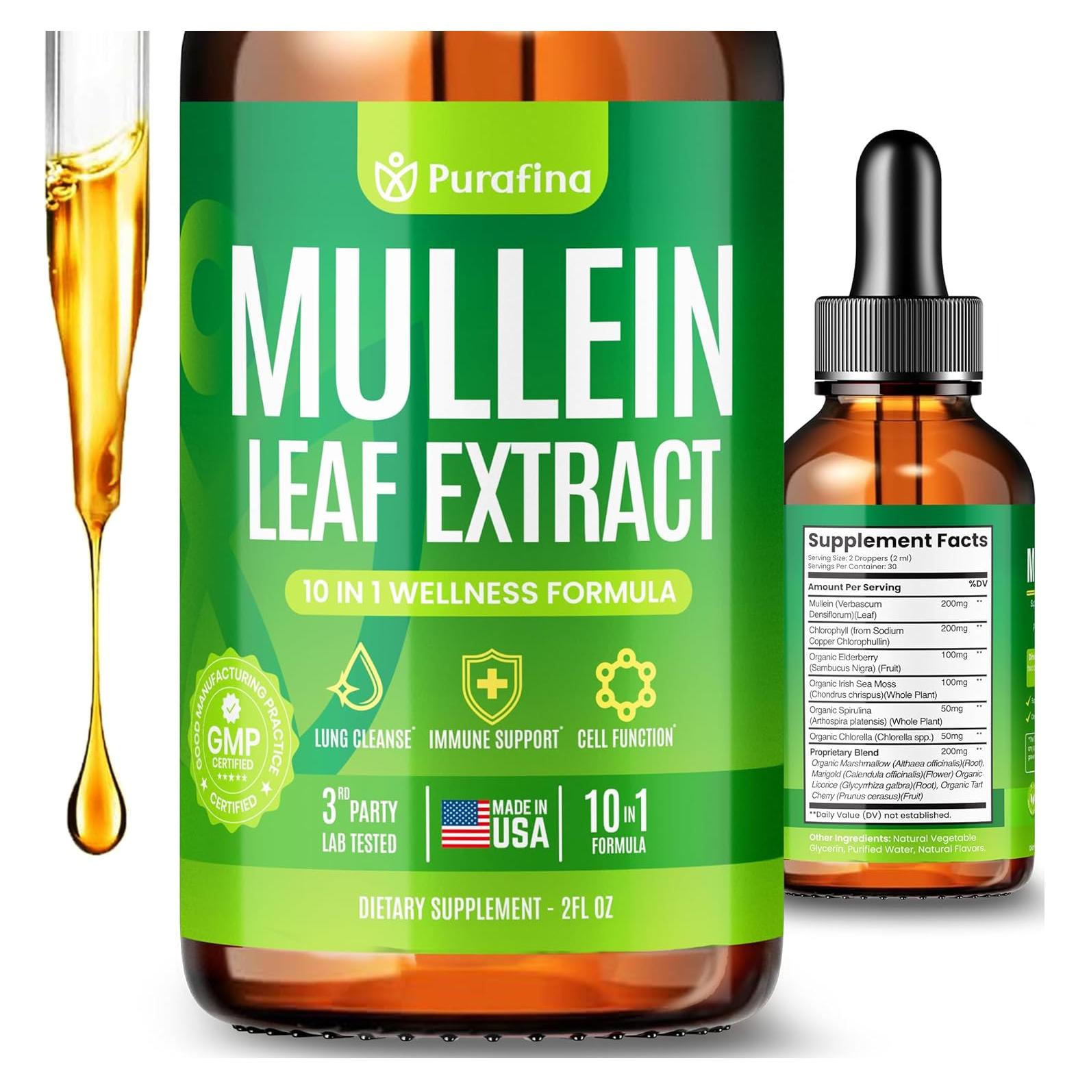 Gotas de Mullein Purafina 30ml - Extracto Orgánico para Pulmones