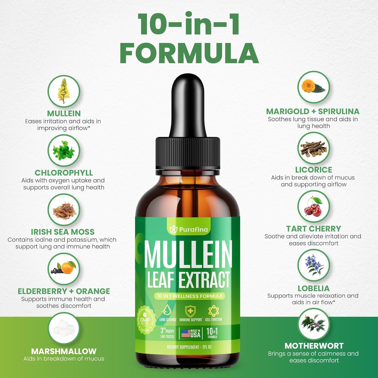 Gotas de Mullein Purafina 30ml - Extracto Orgánico para Pulmones