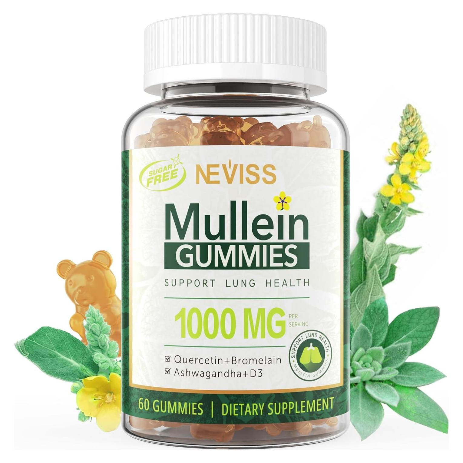 Gomitas NEVISS de Mullein 1000mg para Pulmones 60 Unidades