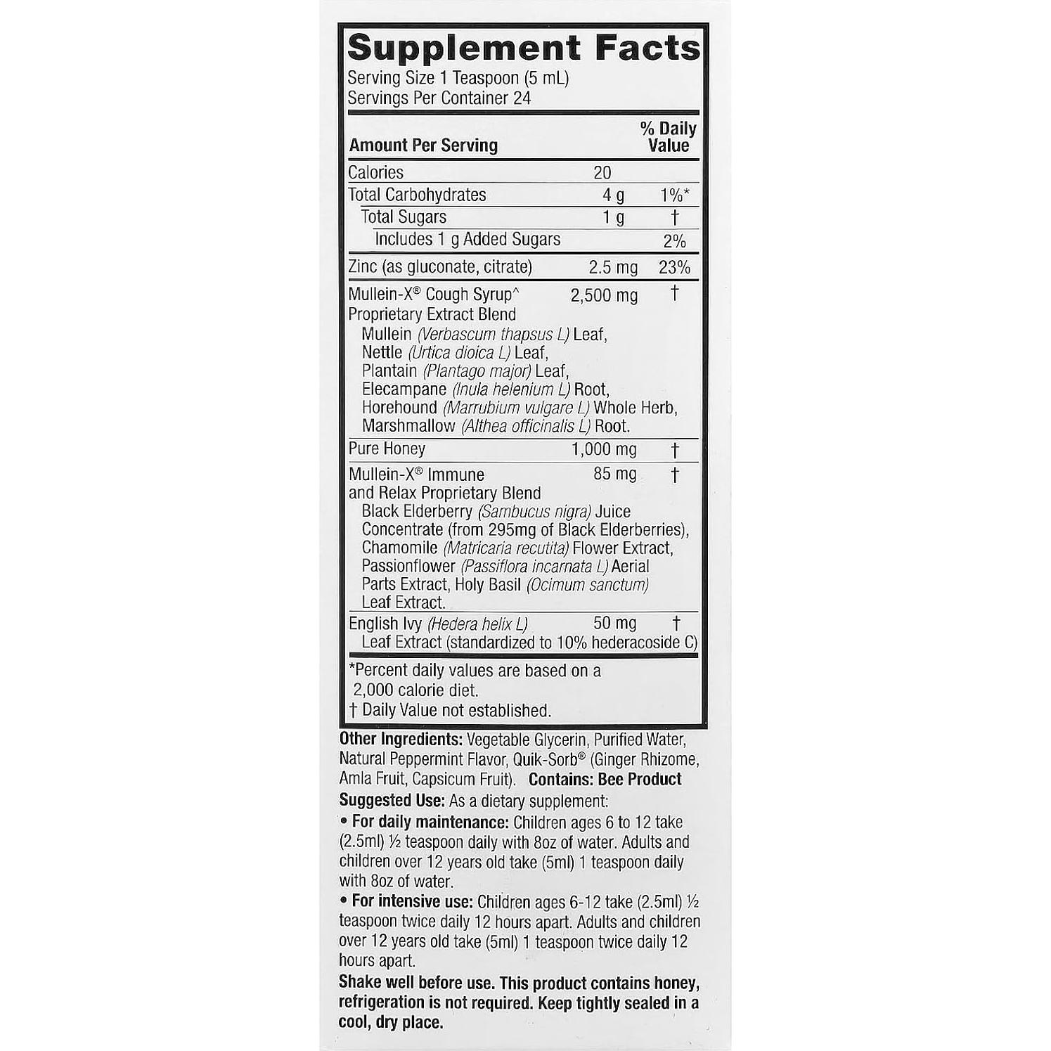 Jarabe para la tos Mullein-X Nature's Answer 118ml Sin OGM