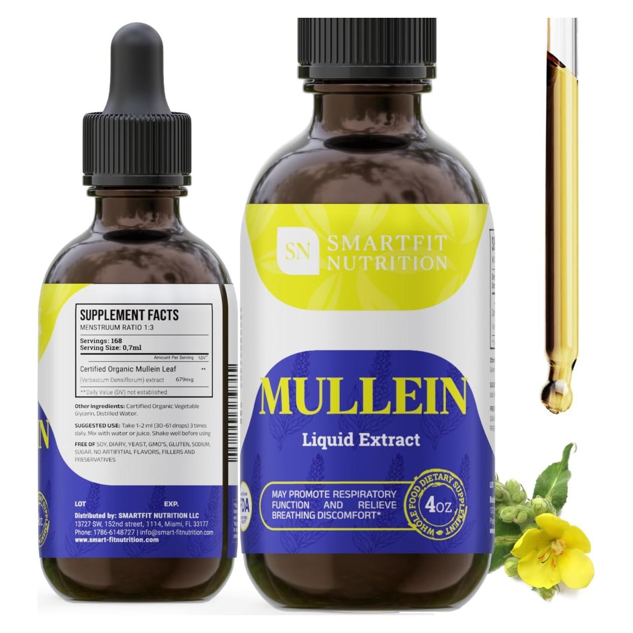 Extracto de Hoja de Mullein Smartfit 118.3 ml - Soporte Respiratorio